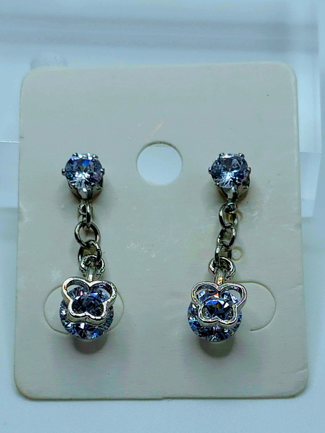 Cubic Post Studs with Dangle Cubic Butterfly Earrings