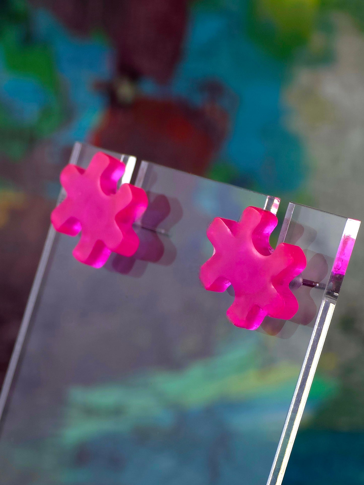 Glow in Dark Puzzle Post Earrings