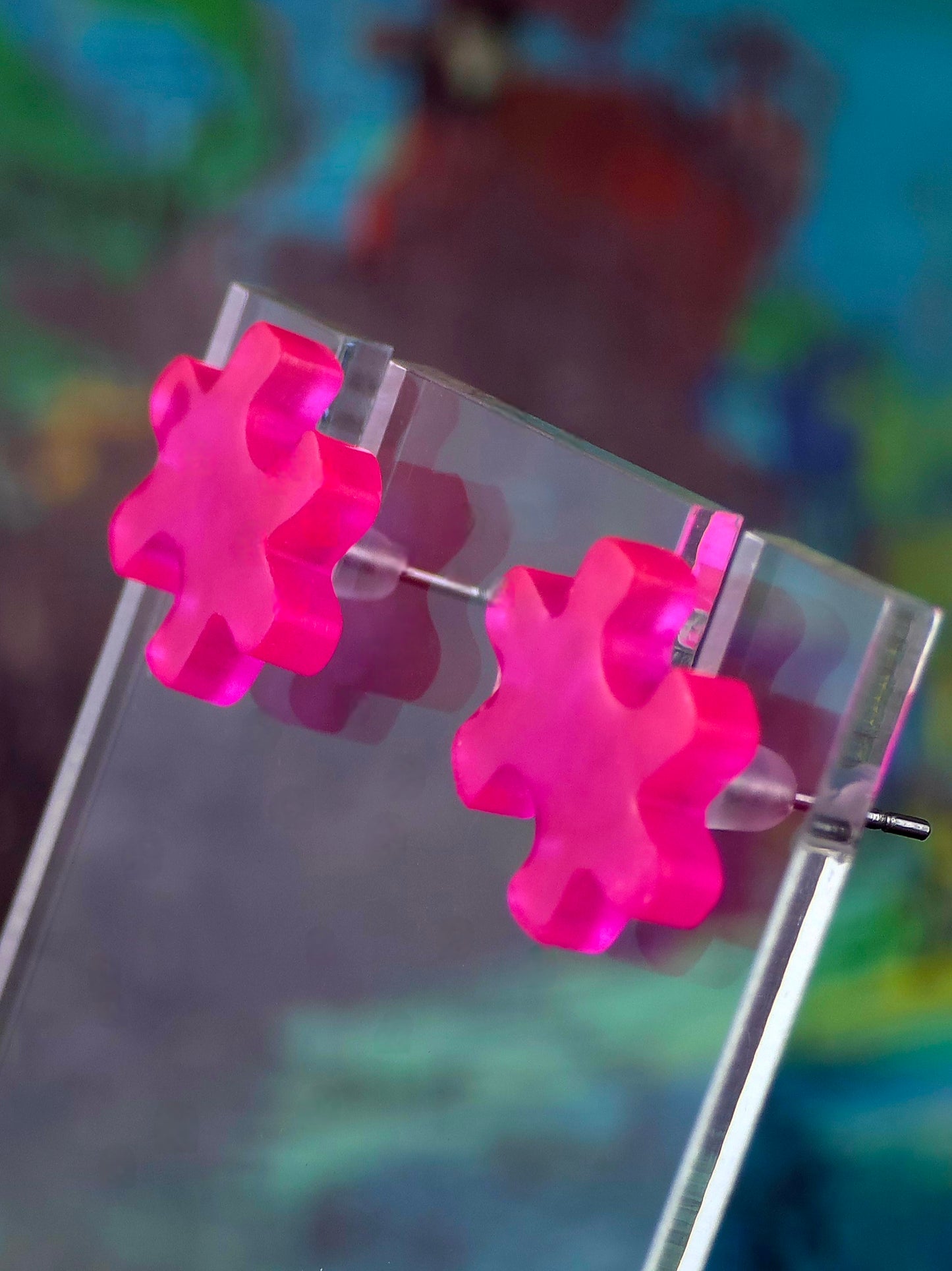 Glow in Dark Puzzle Post Earrings
