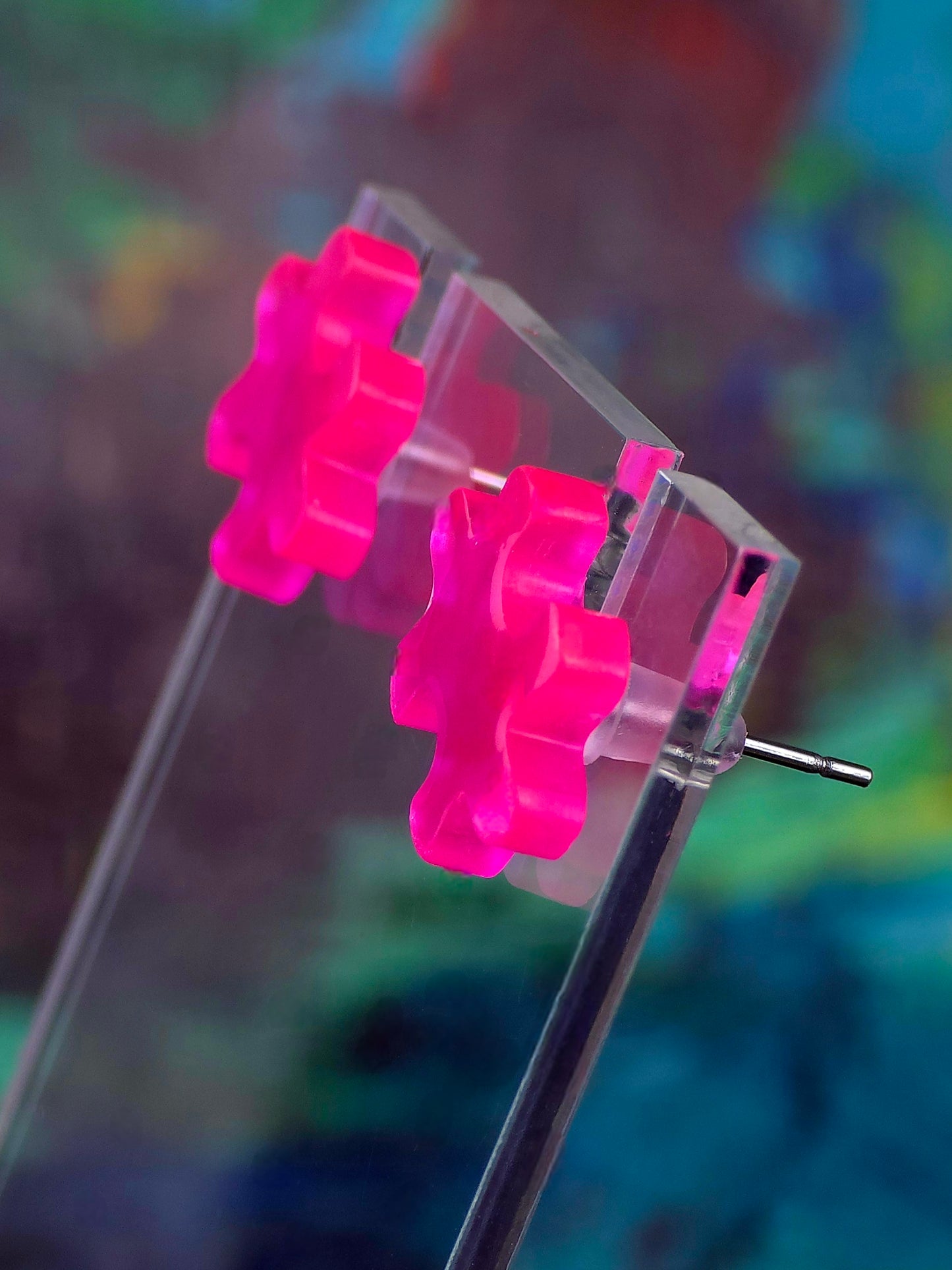 Glow in Dark Puzzle Post Earrings