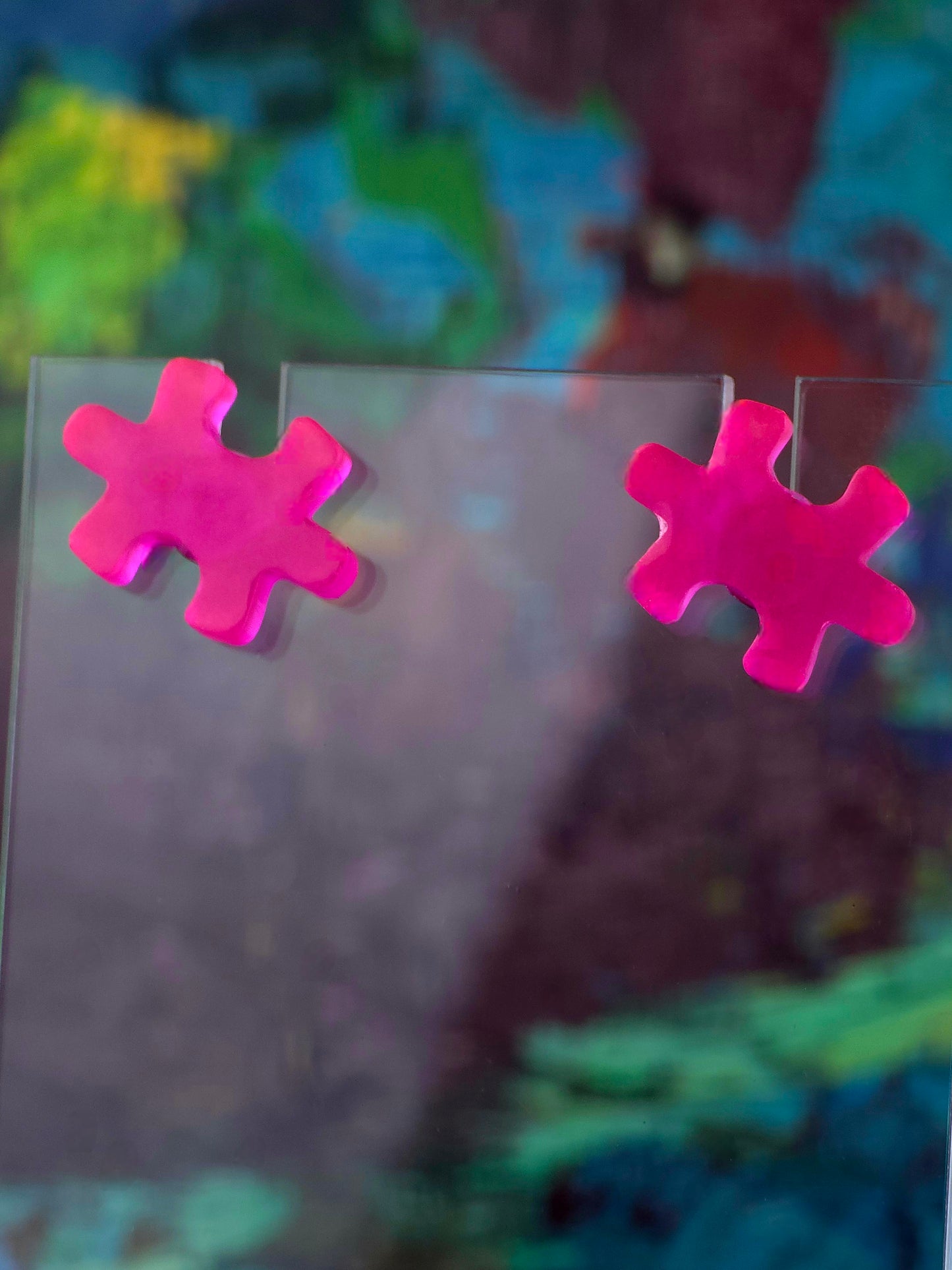 Glow in Dark Puzzle Post Earrings