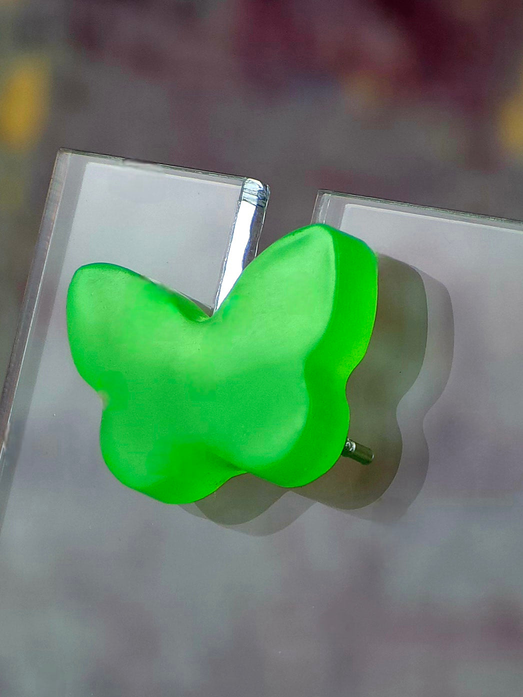 Glow in the Dark Green Butterfly Post Stud Earrings