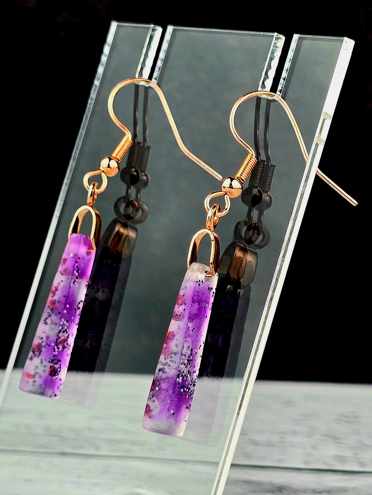 Rose Gold Dangly Resin Earrings