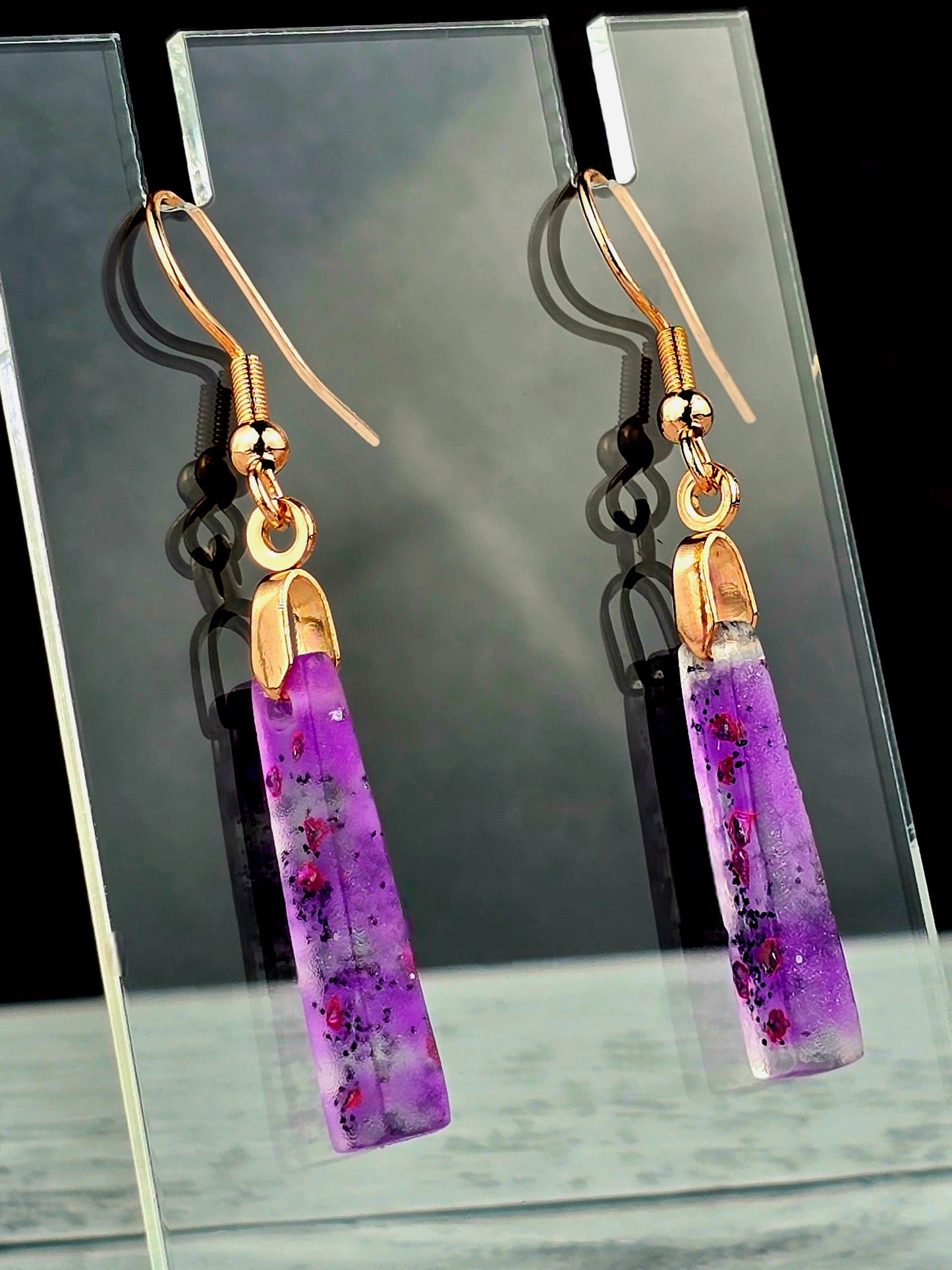 Rose Gold Dangly Resin Earrings