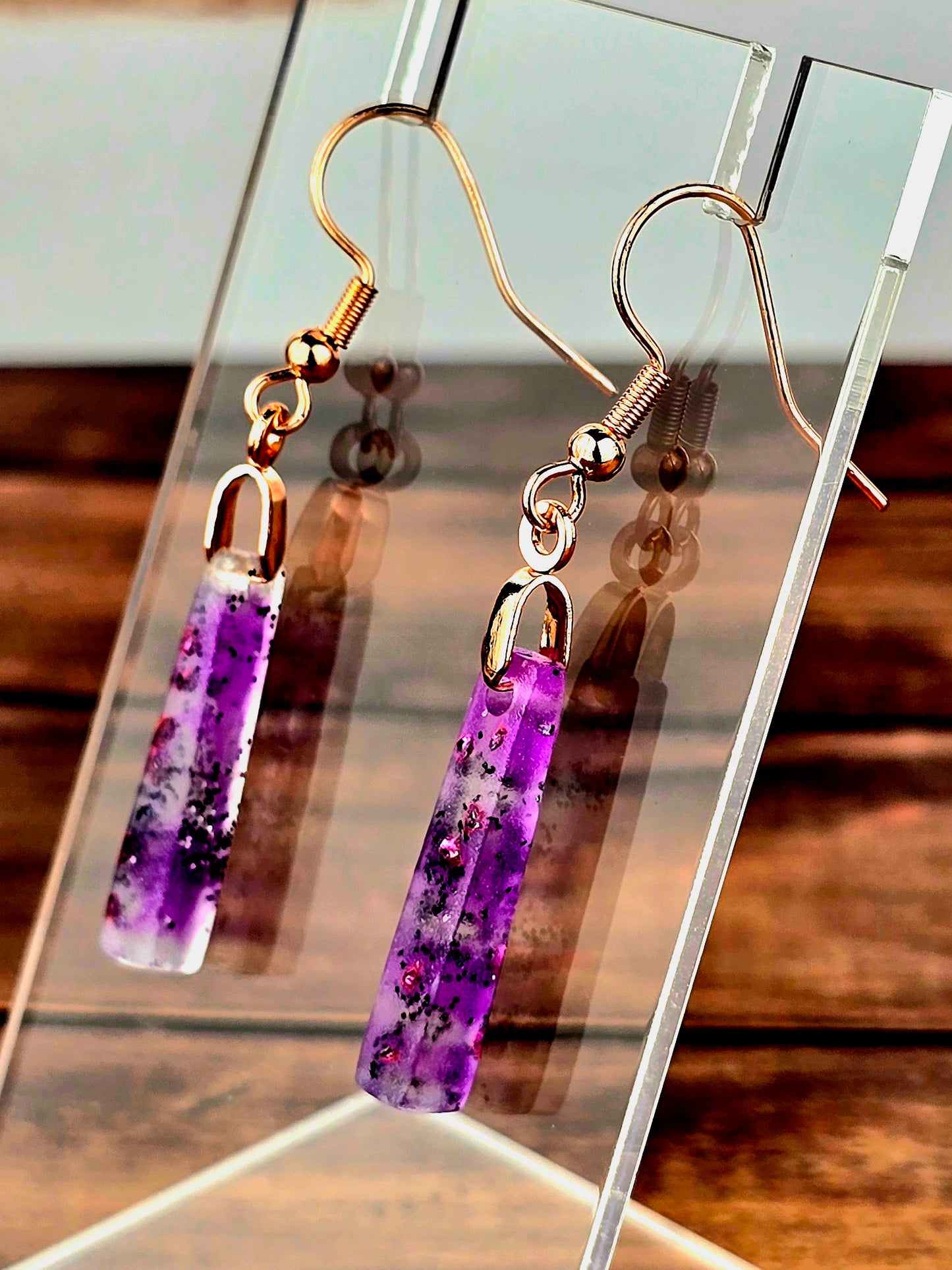 Rose Gold Dangly Resin Earrings