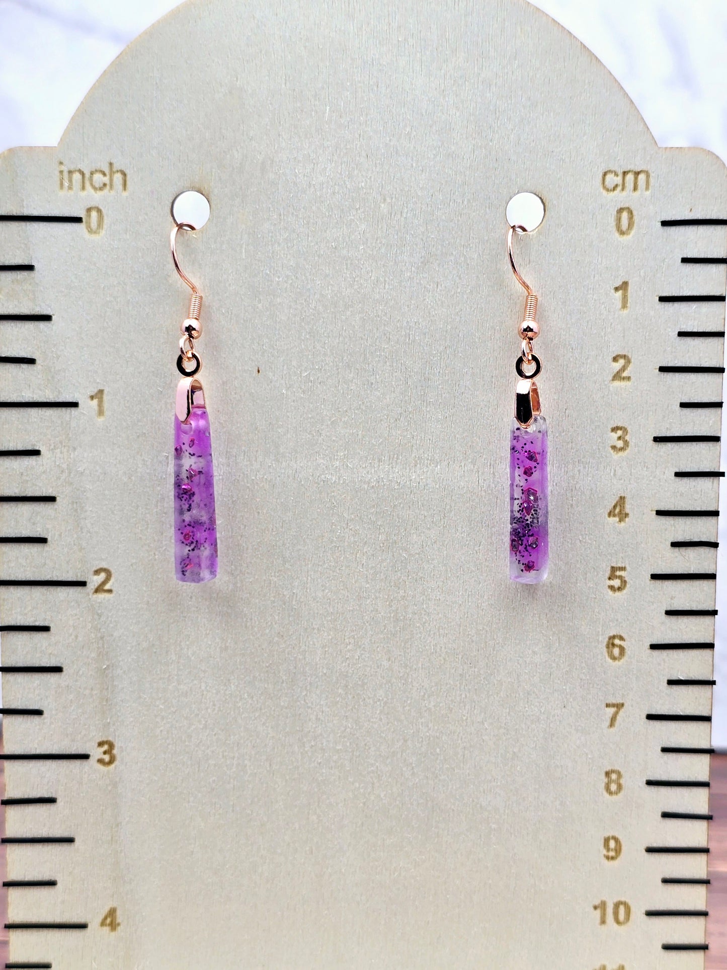 Rose Gold Dangly Resin Earrings