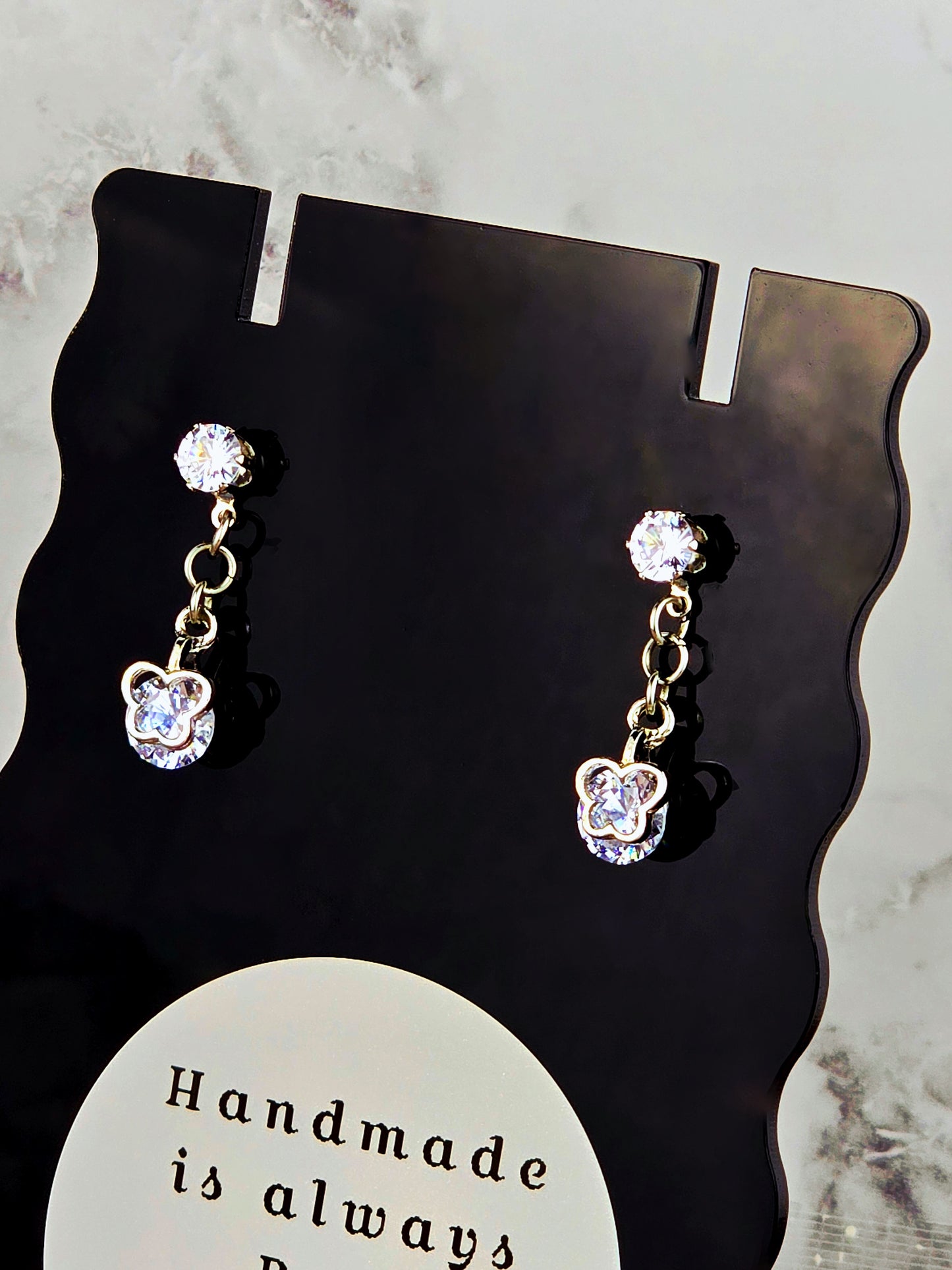 Cubic Post Studs with Dangle Cubic Butterfly Earrings