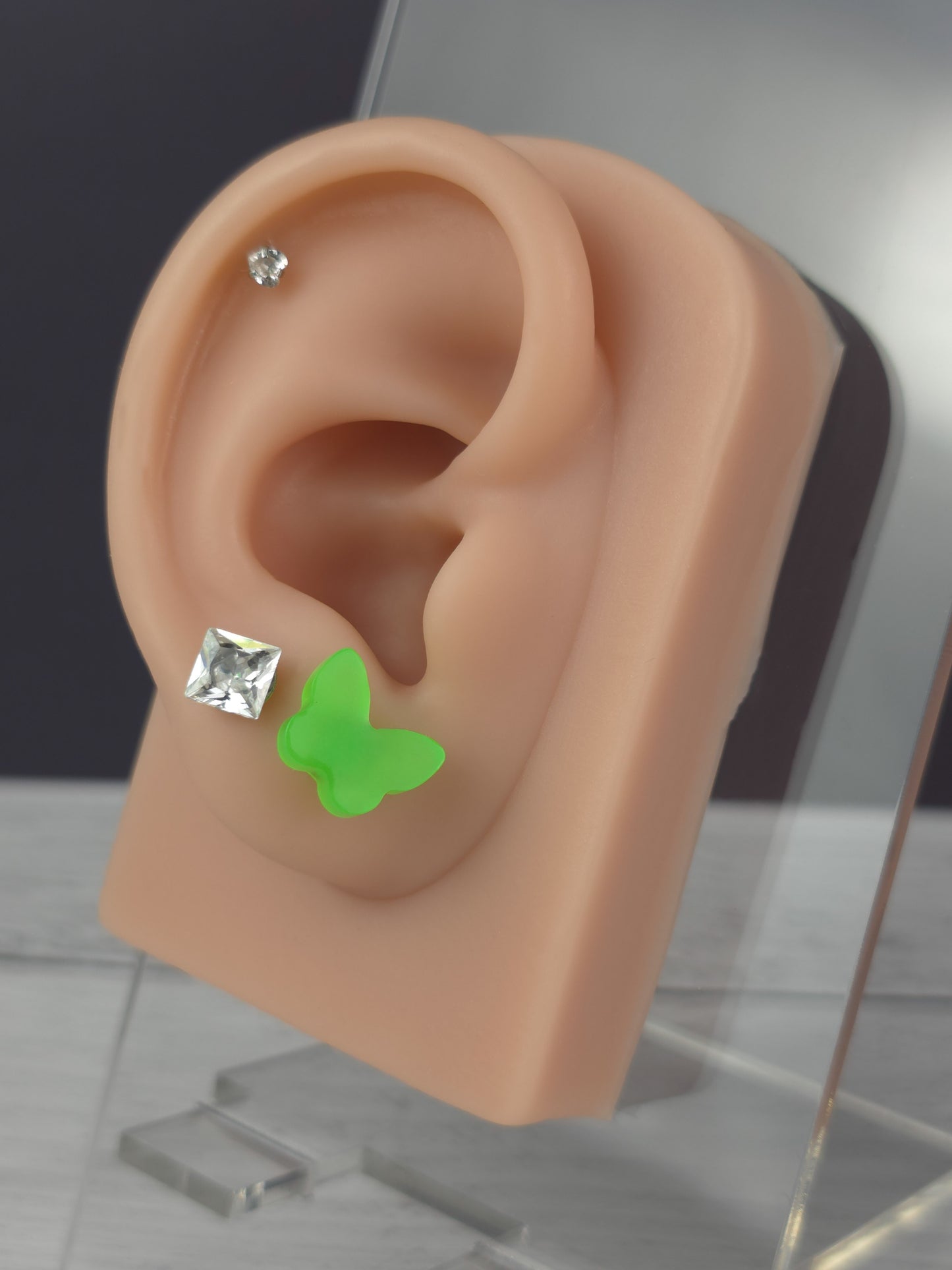 Glow in the Dark Green Butterfly Post Stud Earrings