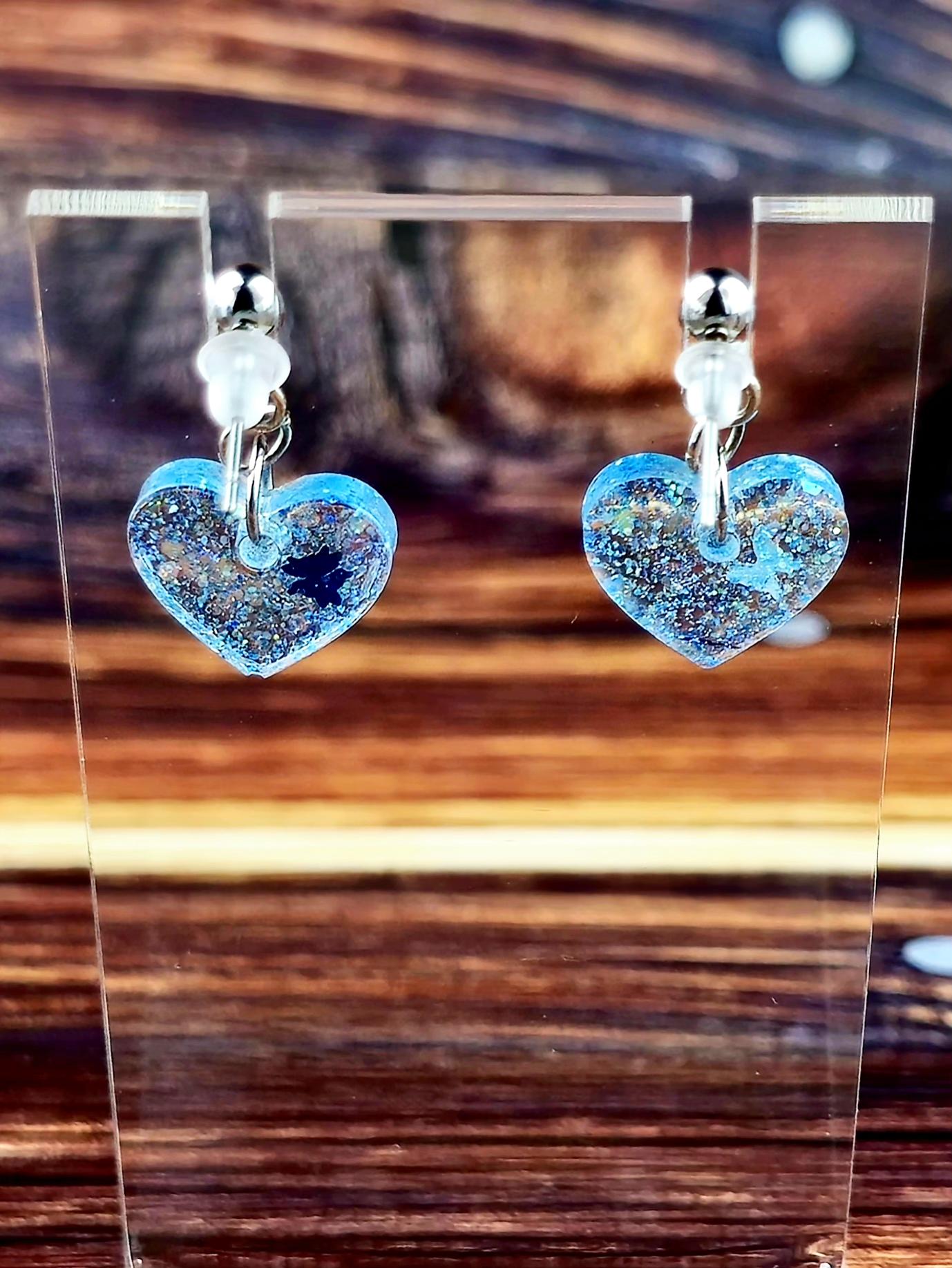 Resin Heart Ball Post Dangle Earrings