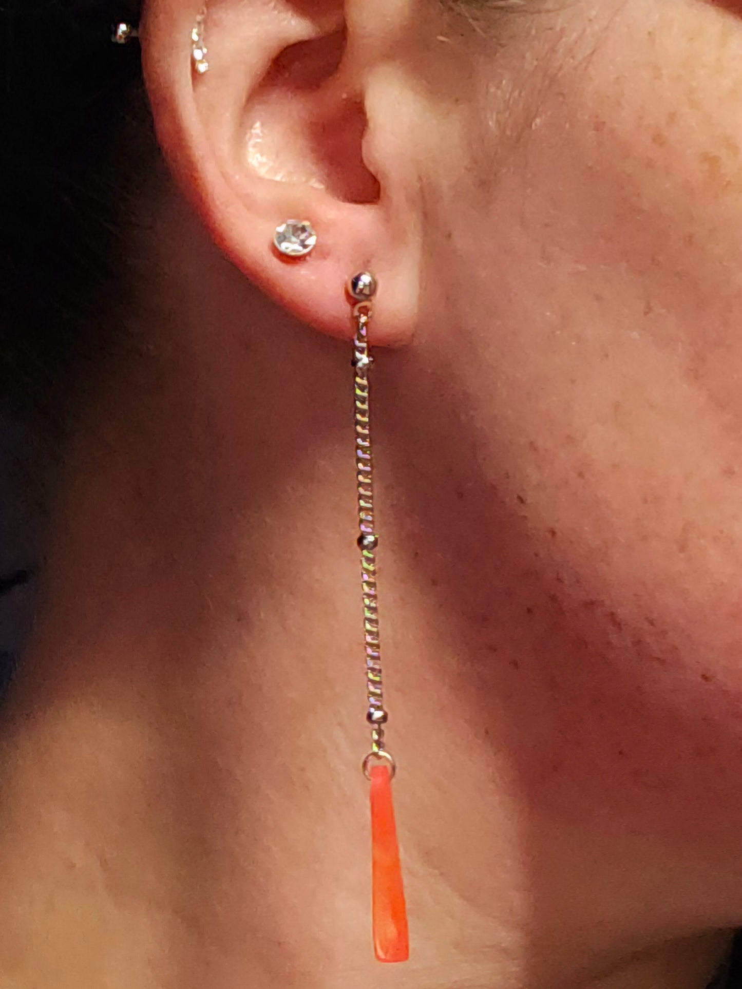 Hangdown Orange Glow in the Dark Earrings