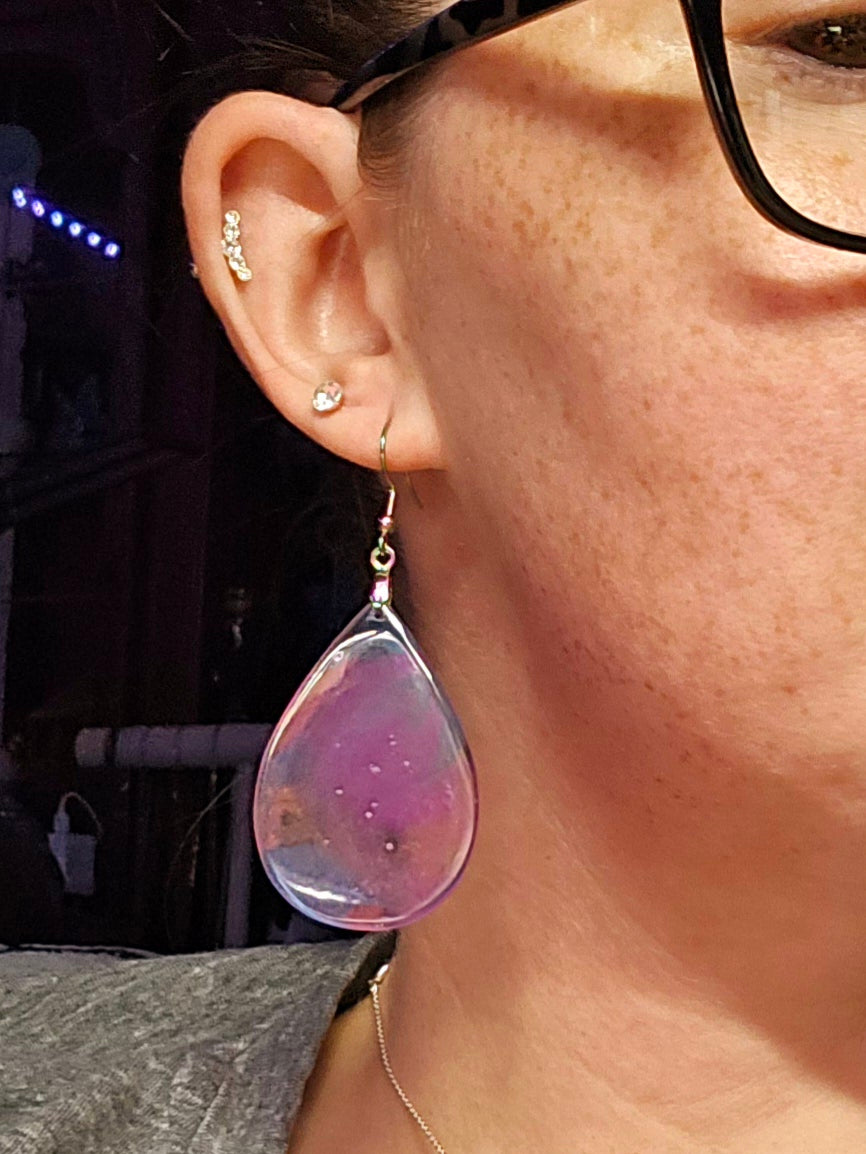 Tye Dye Glow in the Dark Resin Earrings