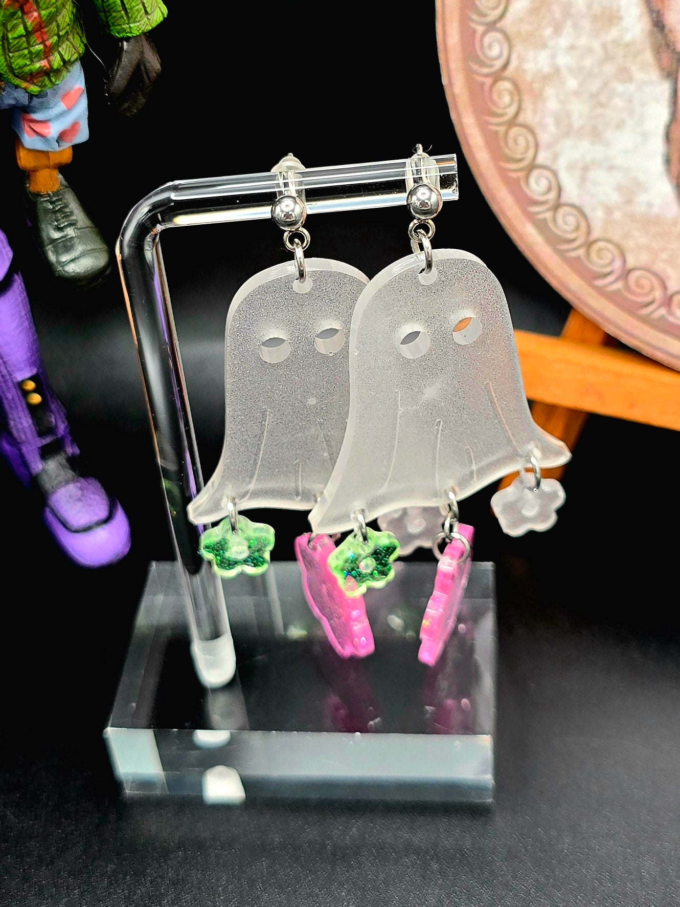 Ghoulish Flower Ghost Earrings