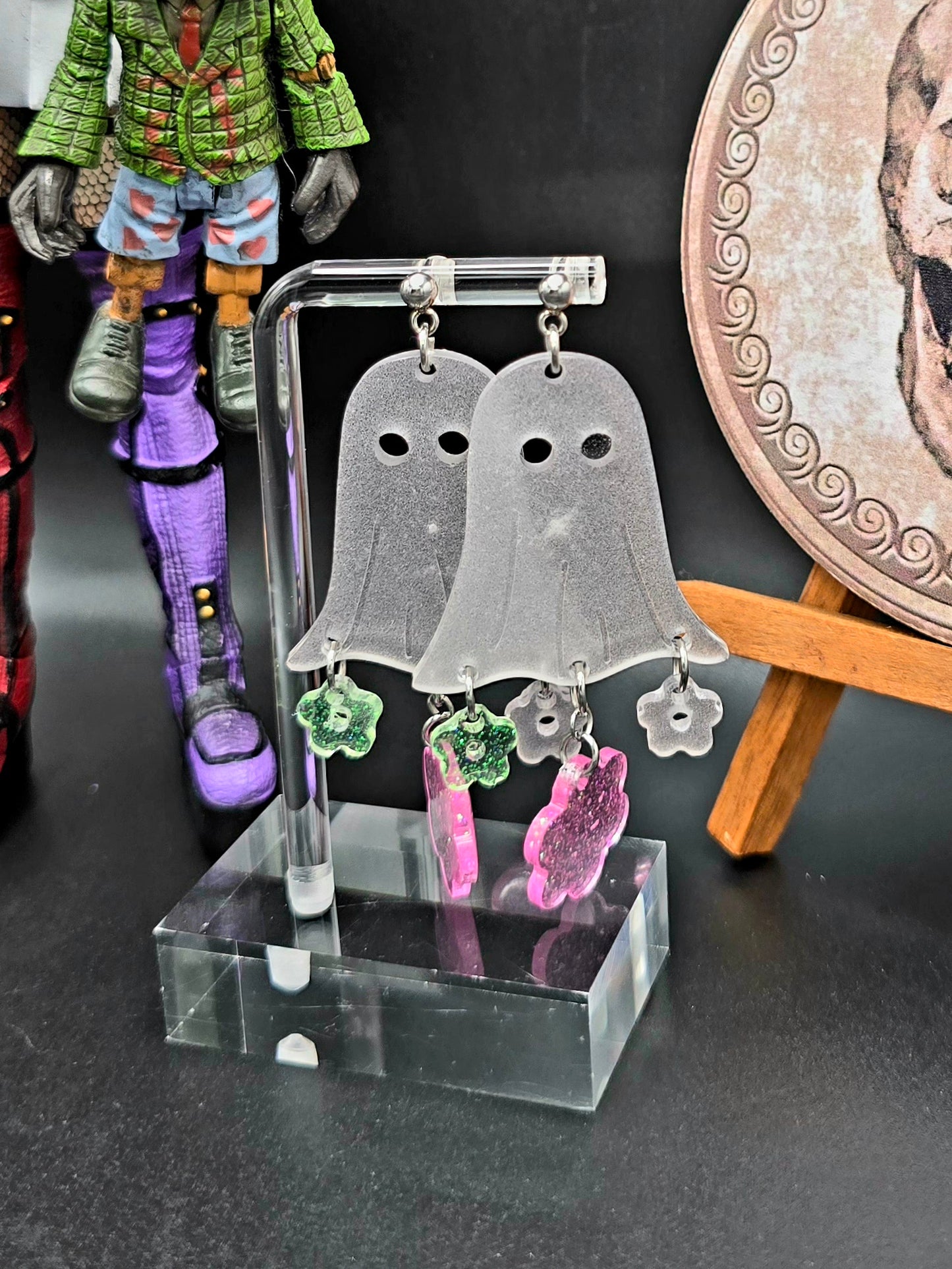 Ghoulish Flower Ghost Earrings