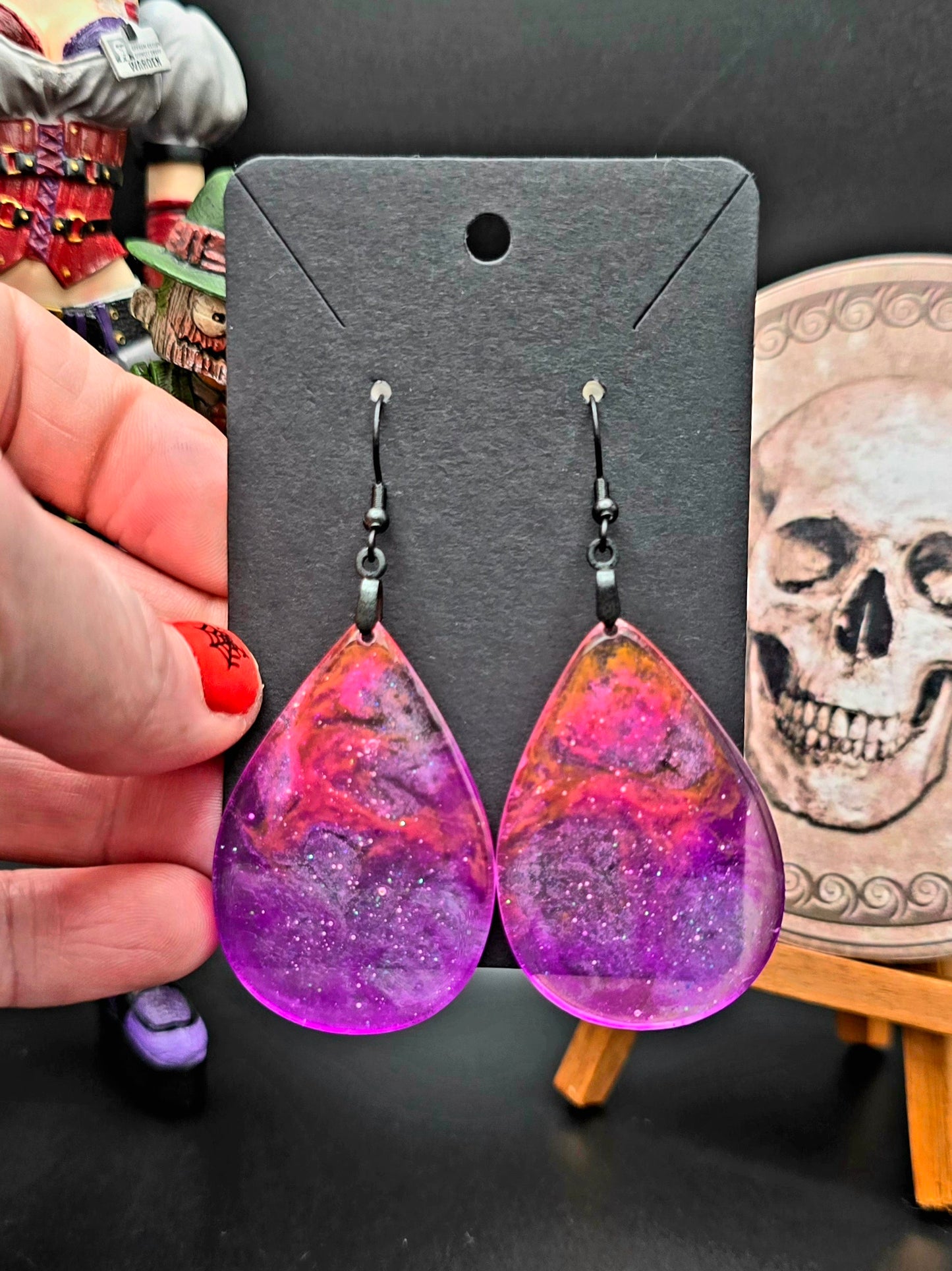 Tye Dye Glow in the Dark Resin Earrings
