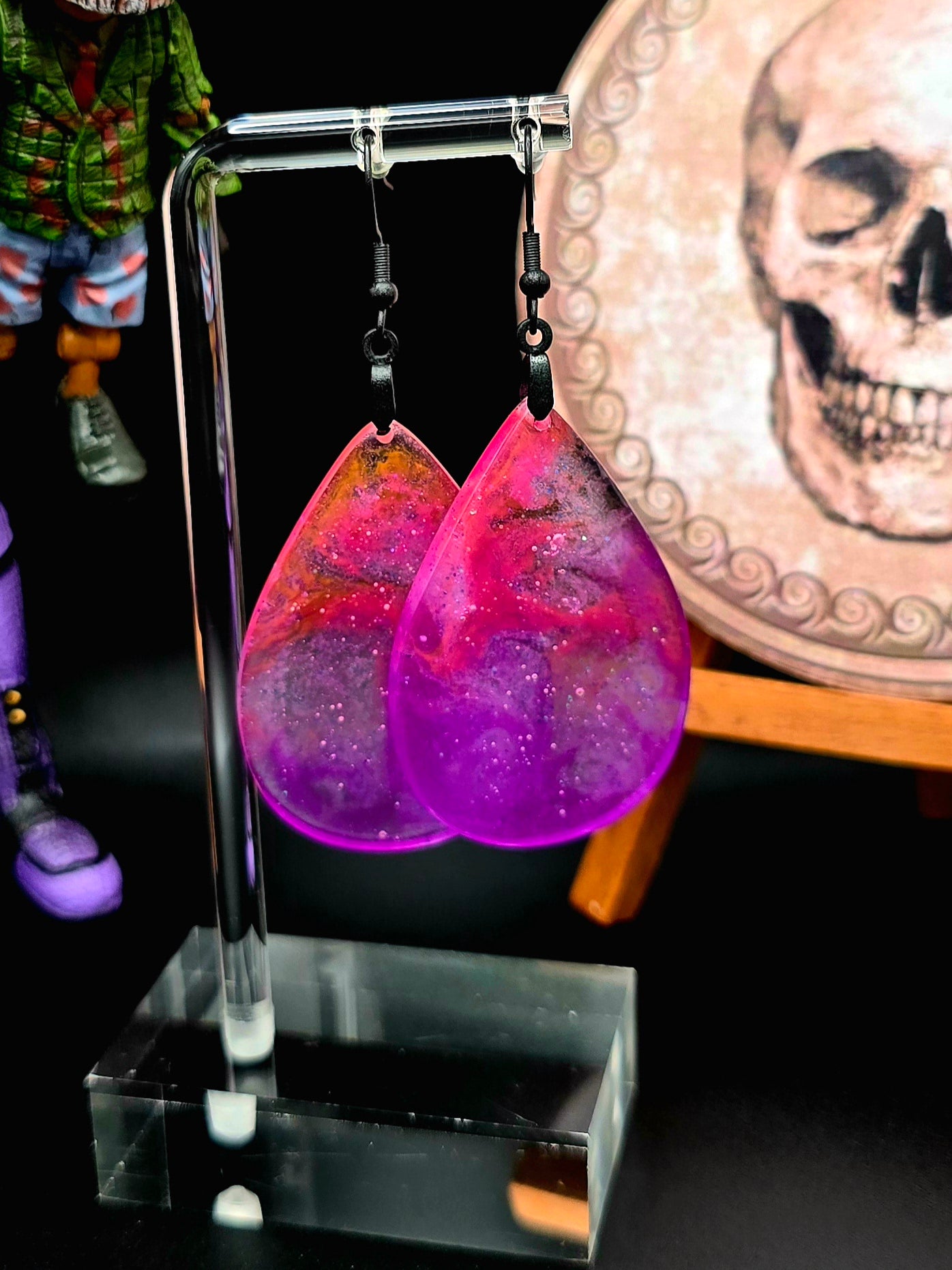 Tye Dye Glow in the Dark Resin Earrings
