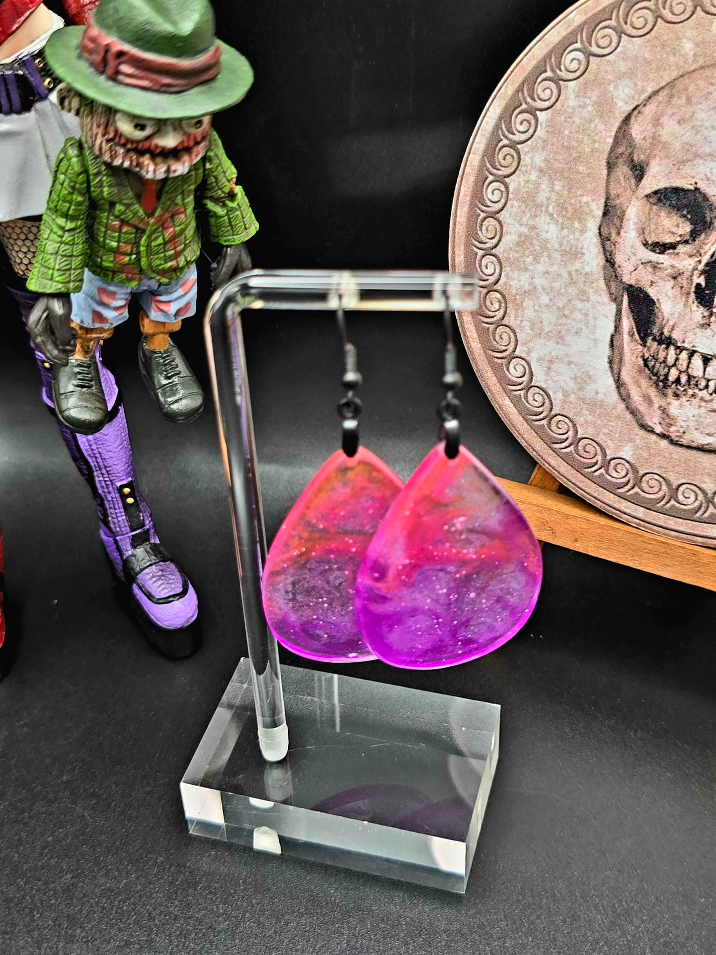 Tye Dye Glow in the Dark Resin Earrings