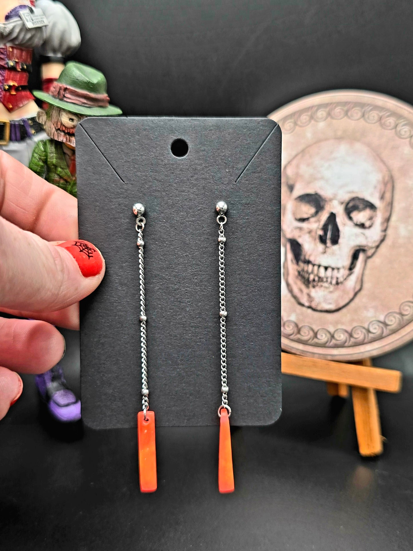 Hangdown Orange Glow in the Dark Earrings