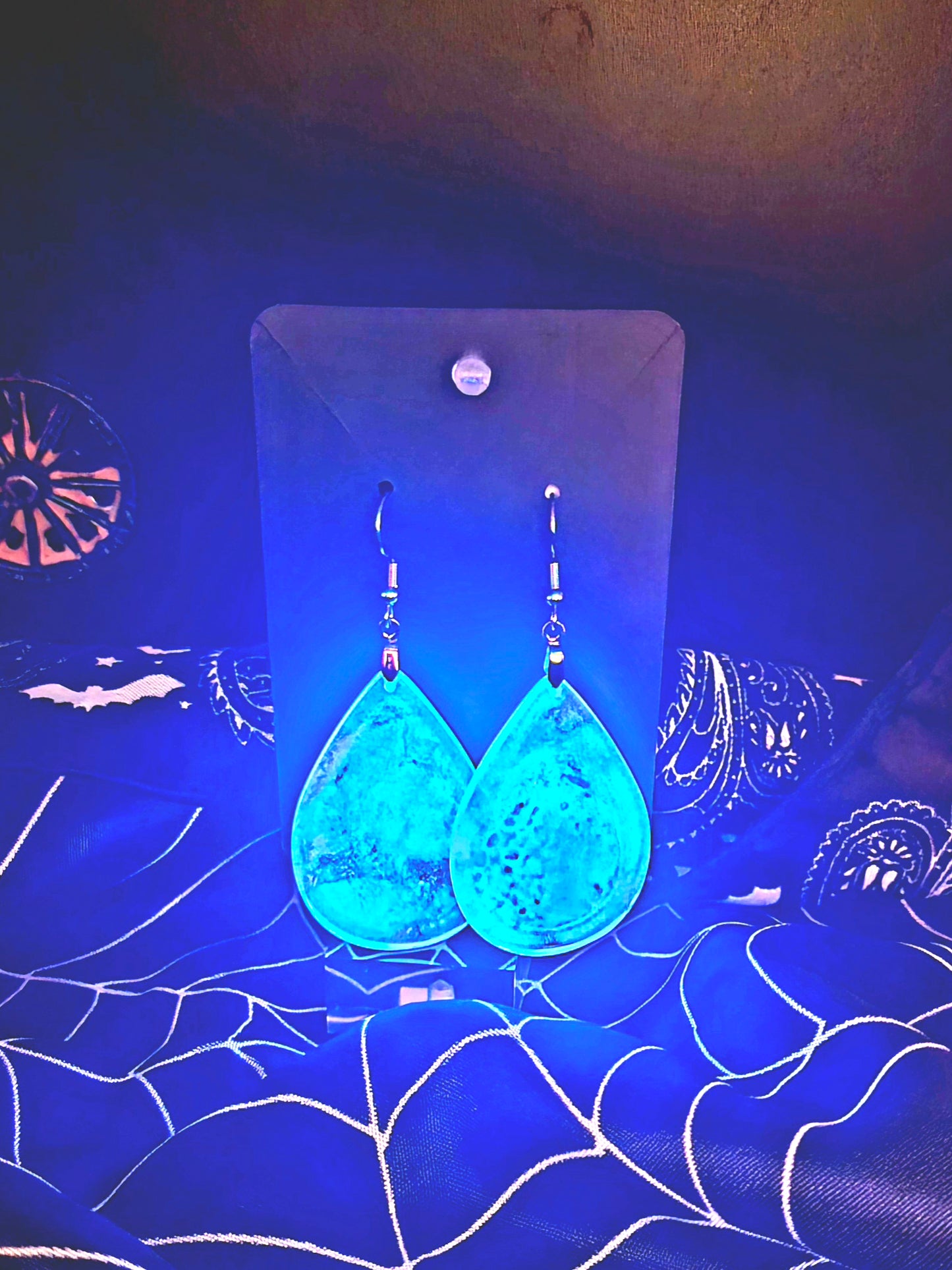 Tye Dye Glow in the Dark Resin Earrings