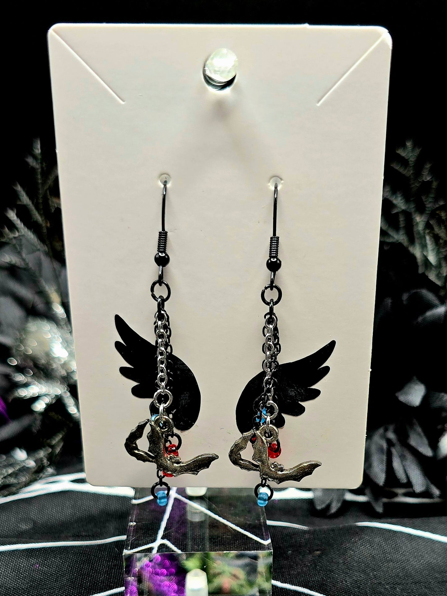 Creepy Bat Drop Earrings