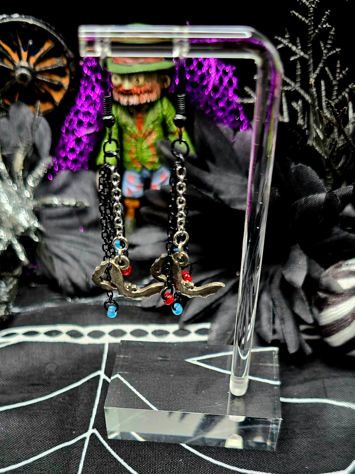 Creepy Bat Drop Earrings
