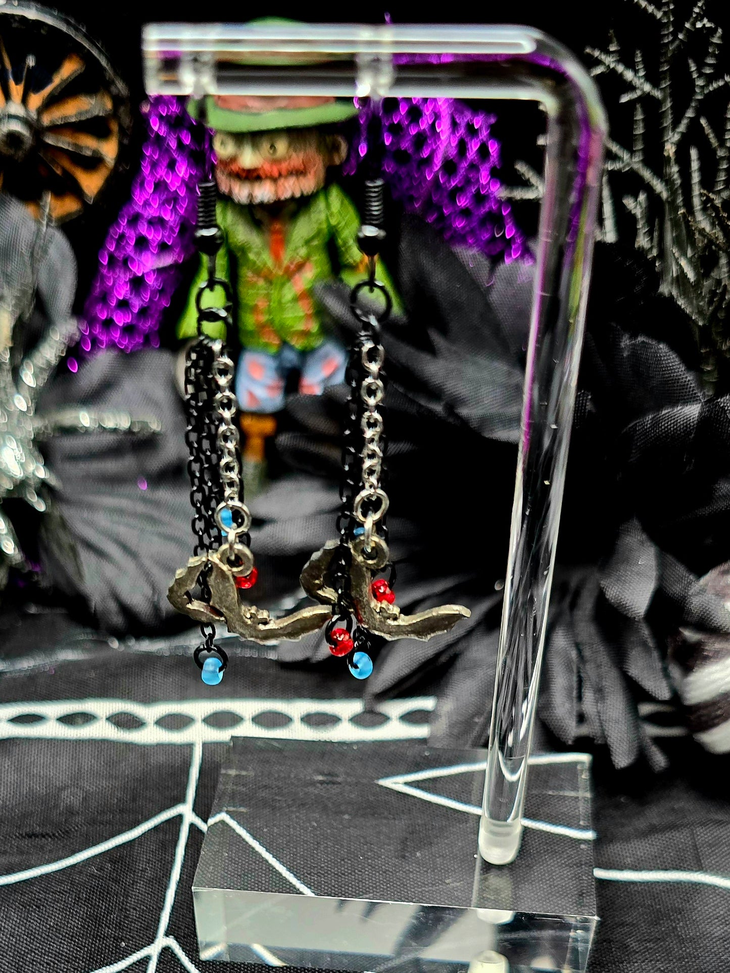 Creepy Bat Drop Earrings