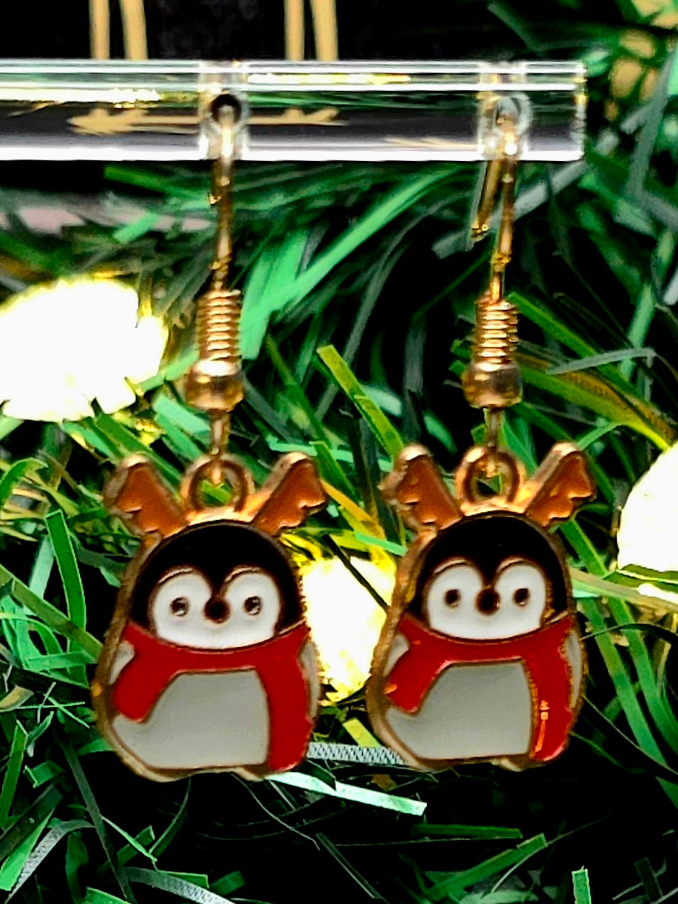 Penguin Christmas Dangle Earrings