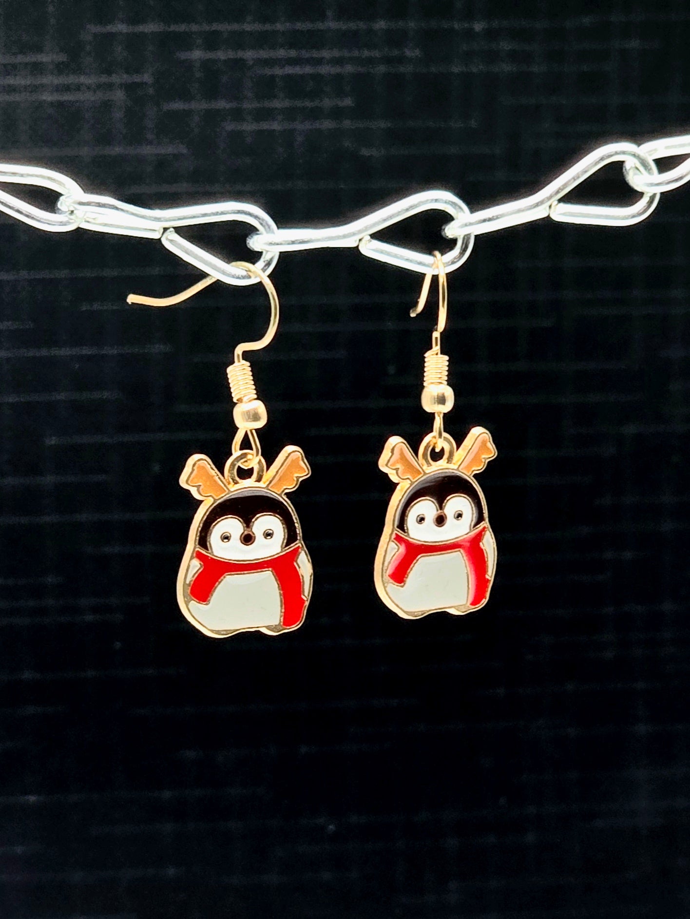 Penguin Christmas Dangle Earrings