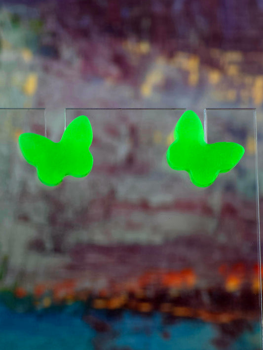 Glow in the Dark Green Butterfly Post Stud Earrings