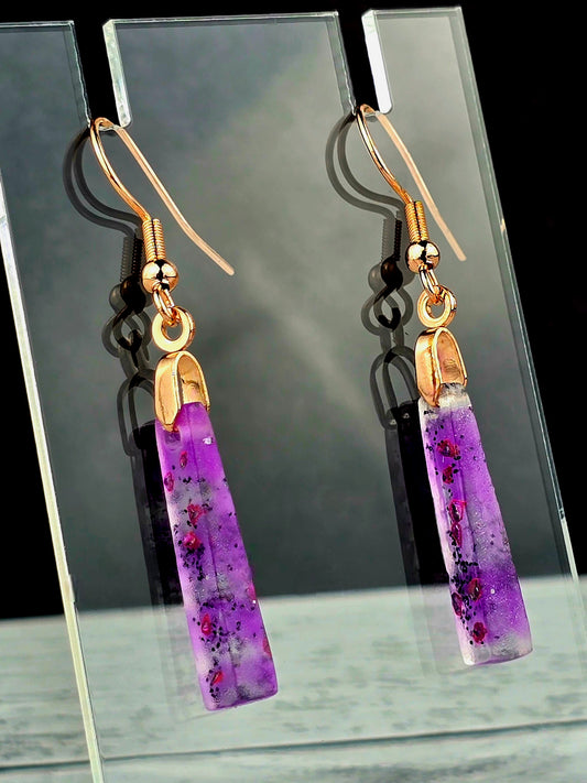 Rose Gold Dangly Resin Earrings