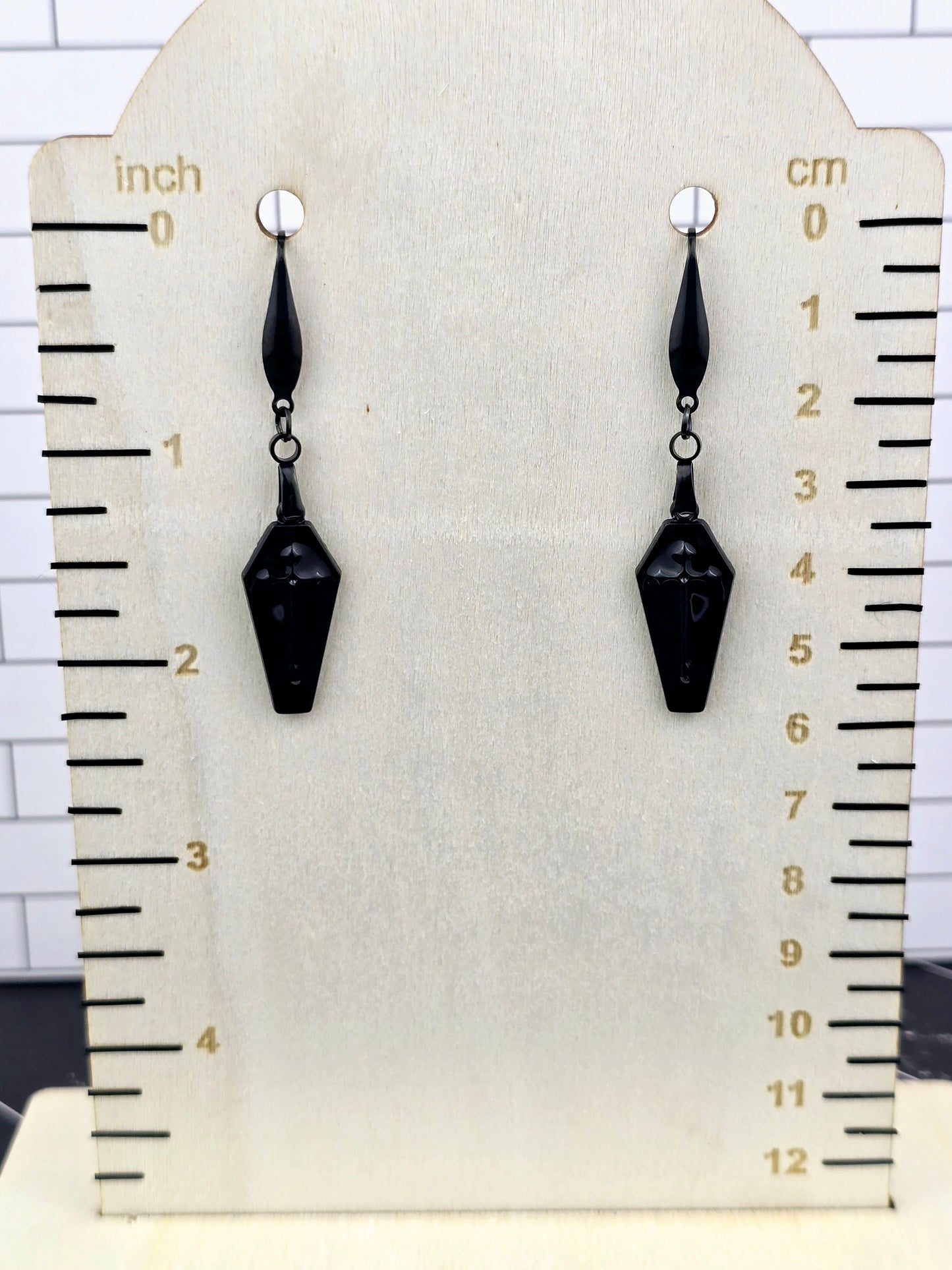 Black Coffin Dangle Earrings