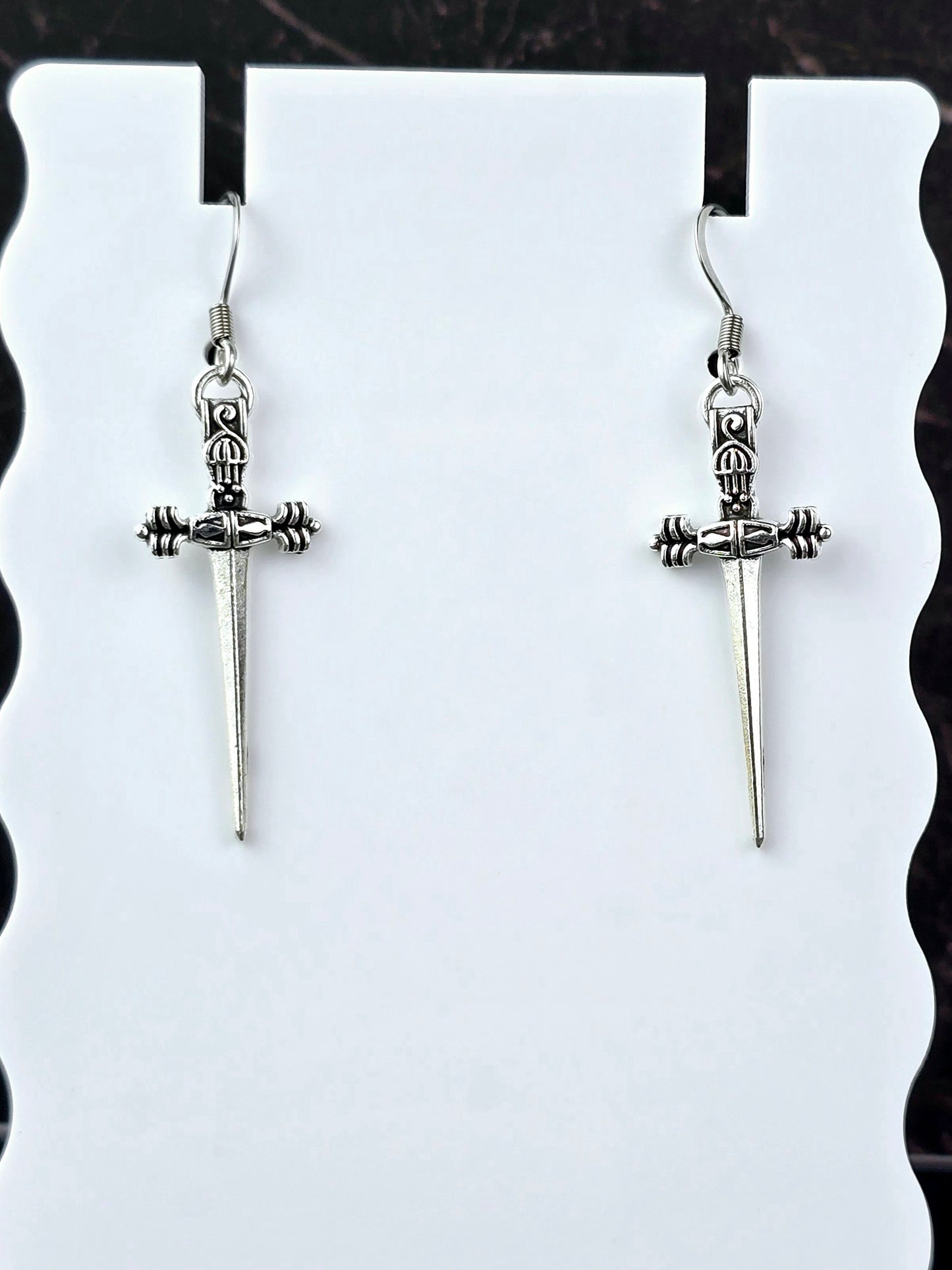 Silver Fishhook Dangly Daggers