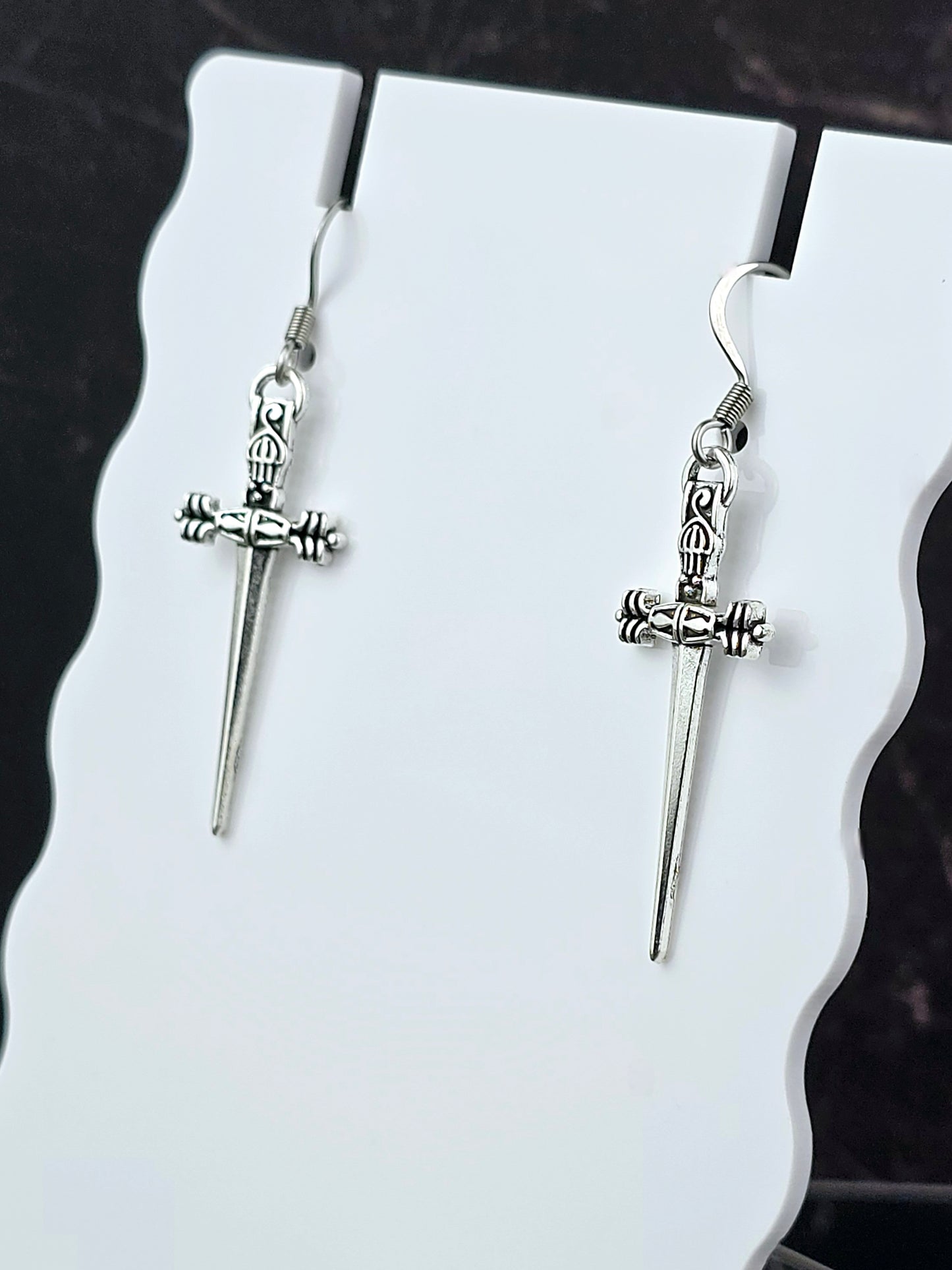 Silver Fishhook Dangly Daggers