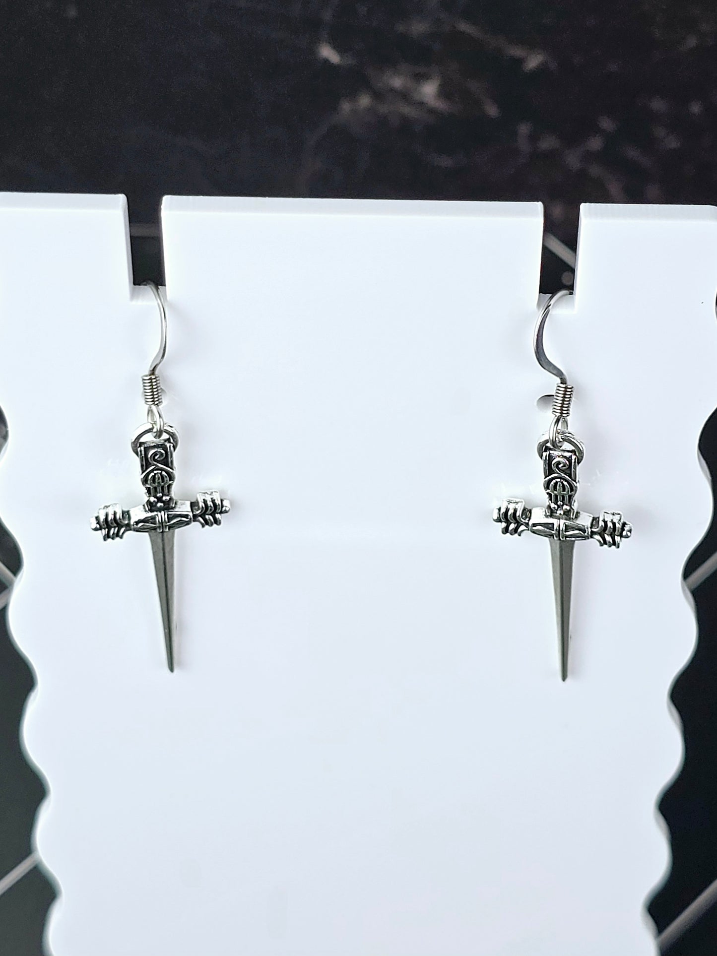 Silver Fishhook Dangly Daggers