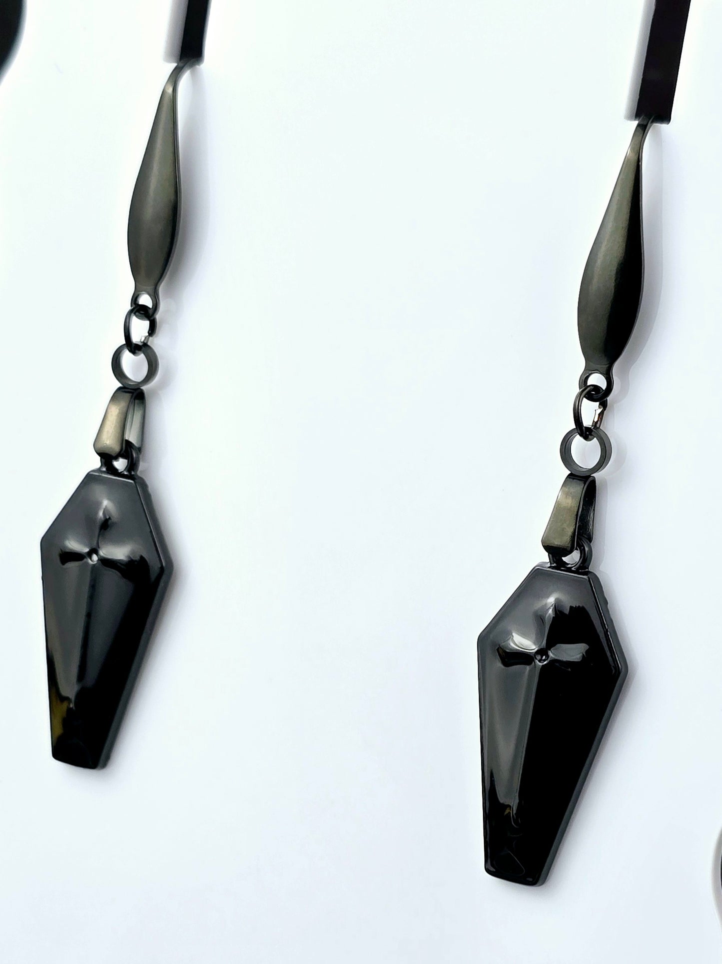Black Coffin Dangle Earrings