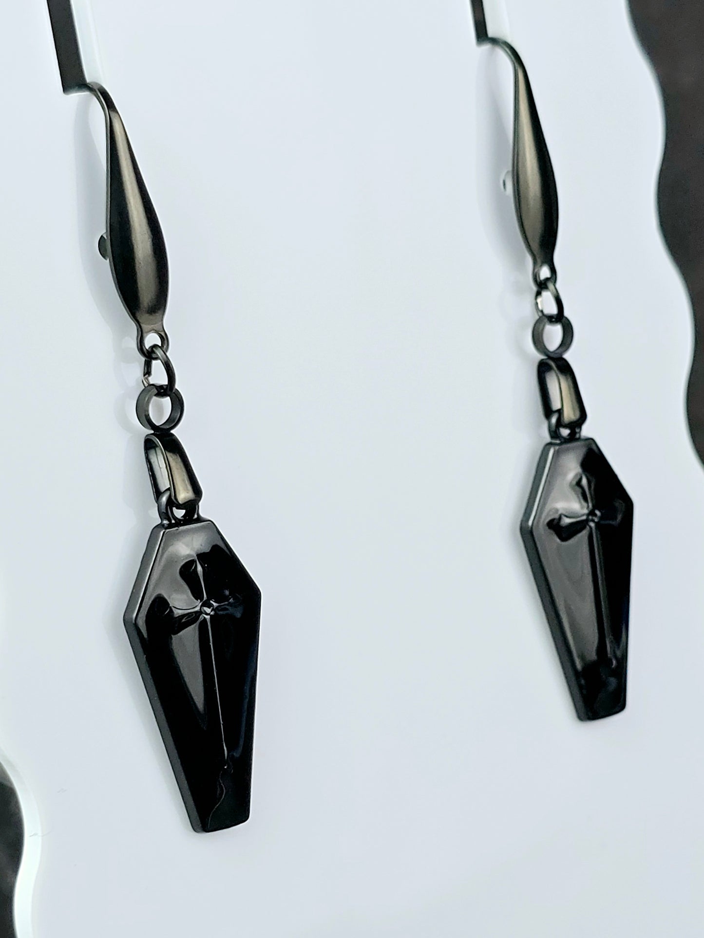 Black Coffin Dangle Earrings