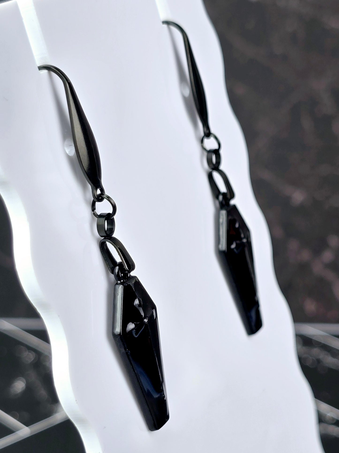 Black Coffin Dangle Earrings