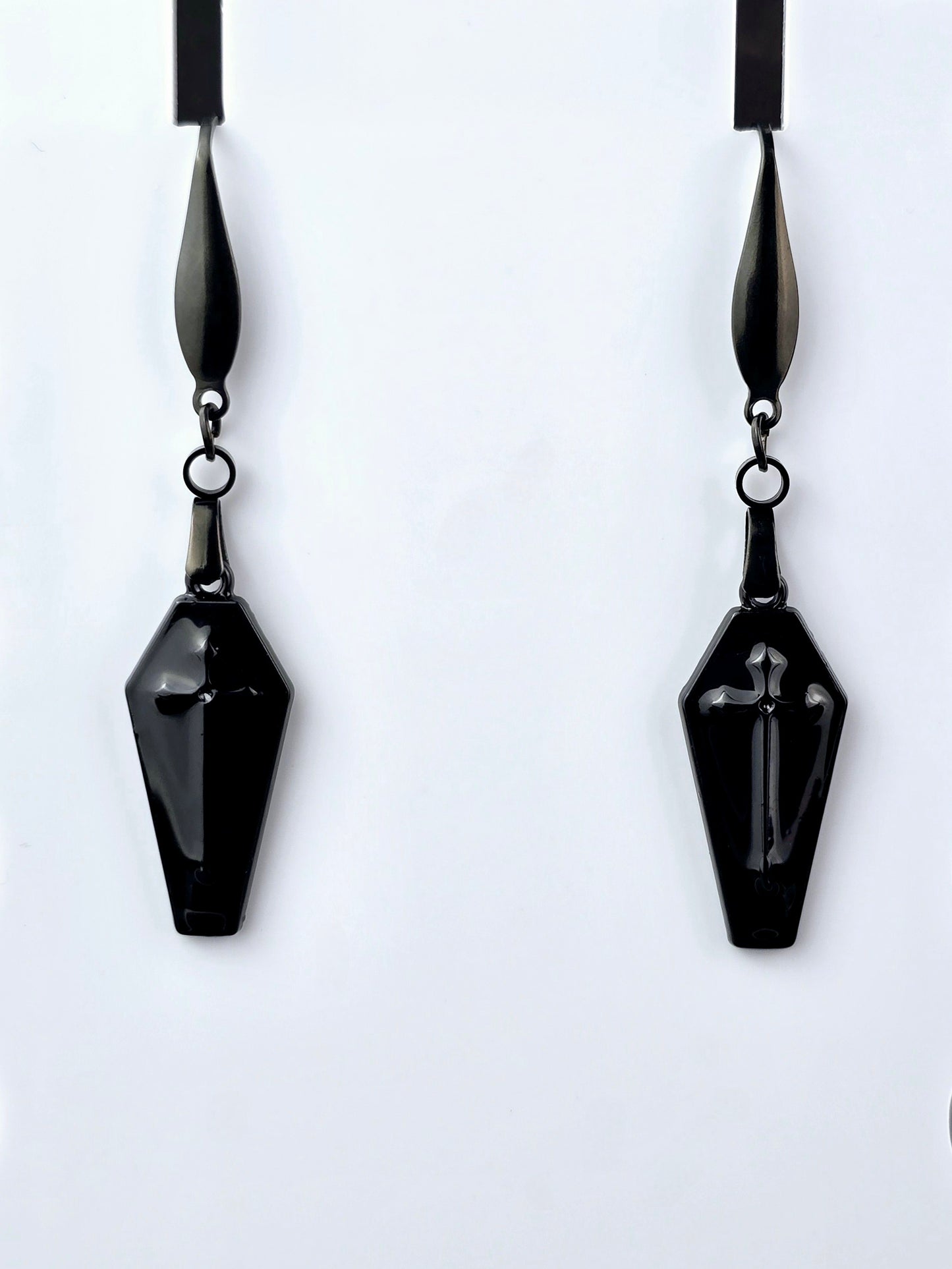Black Coffin Dangle Earrings