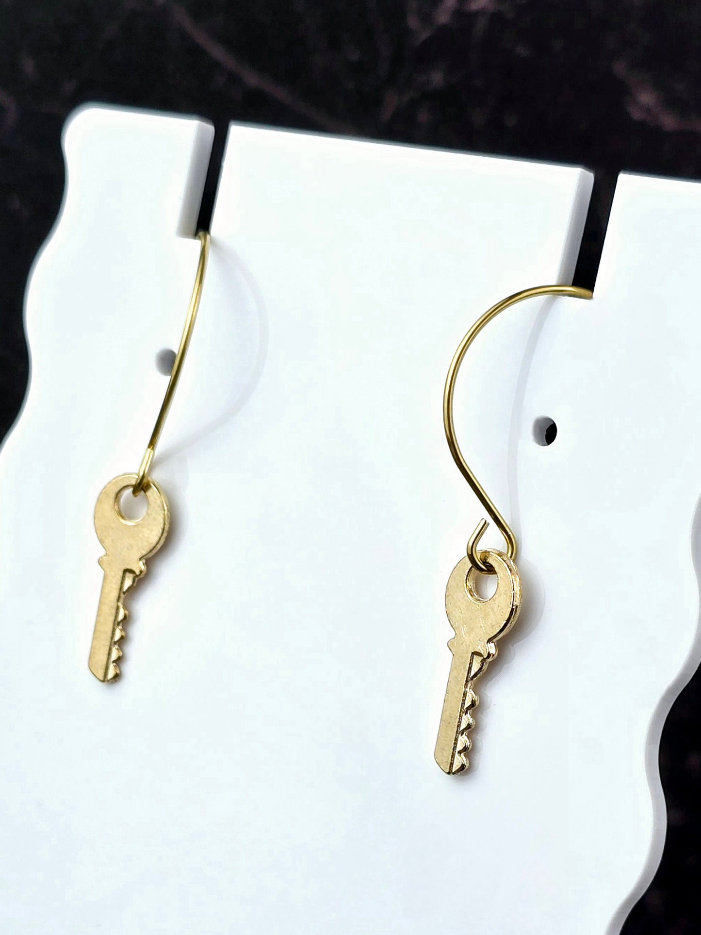 Gold Dangle Key Hoop Earrings