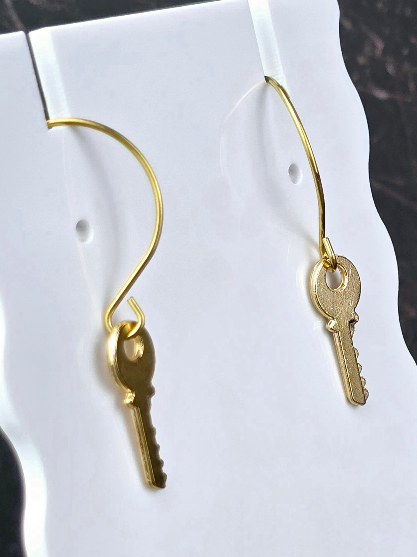 Gold Dangle Key Hoop Earrings