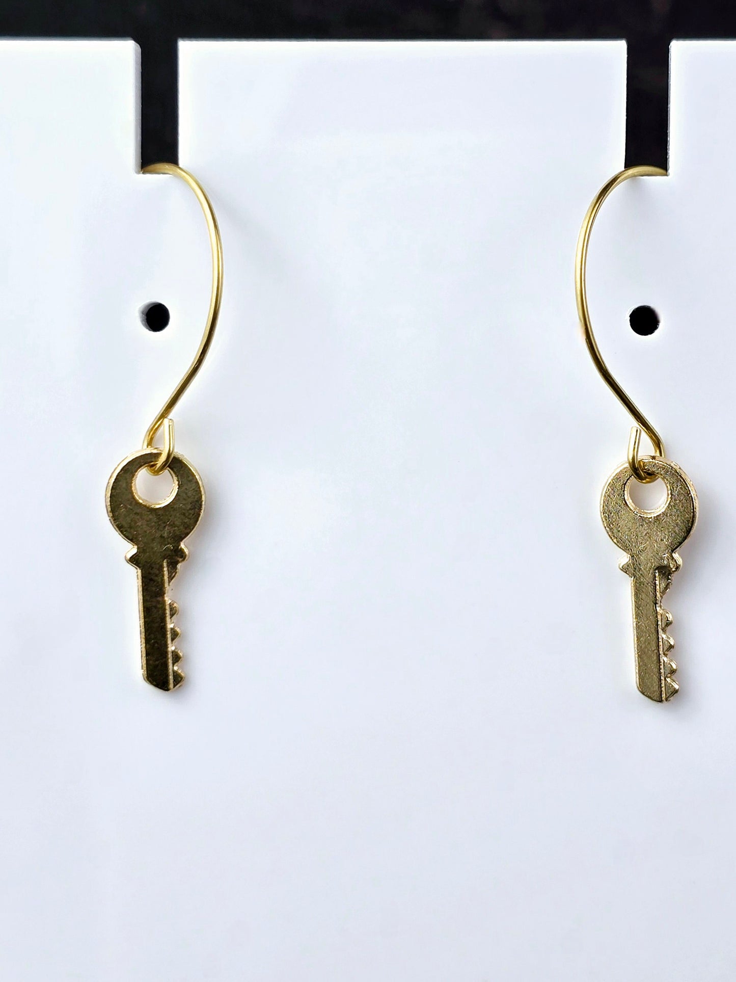 Gold Dangle Key Hoop Earrings