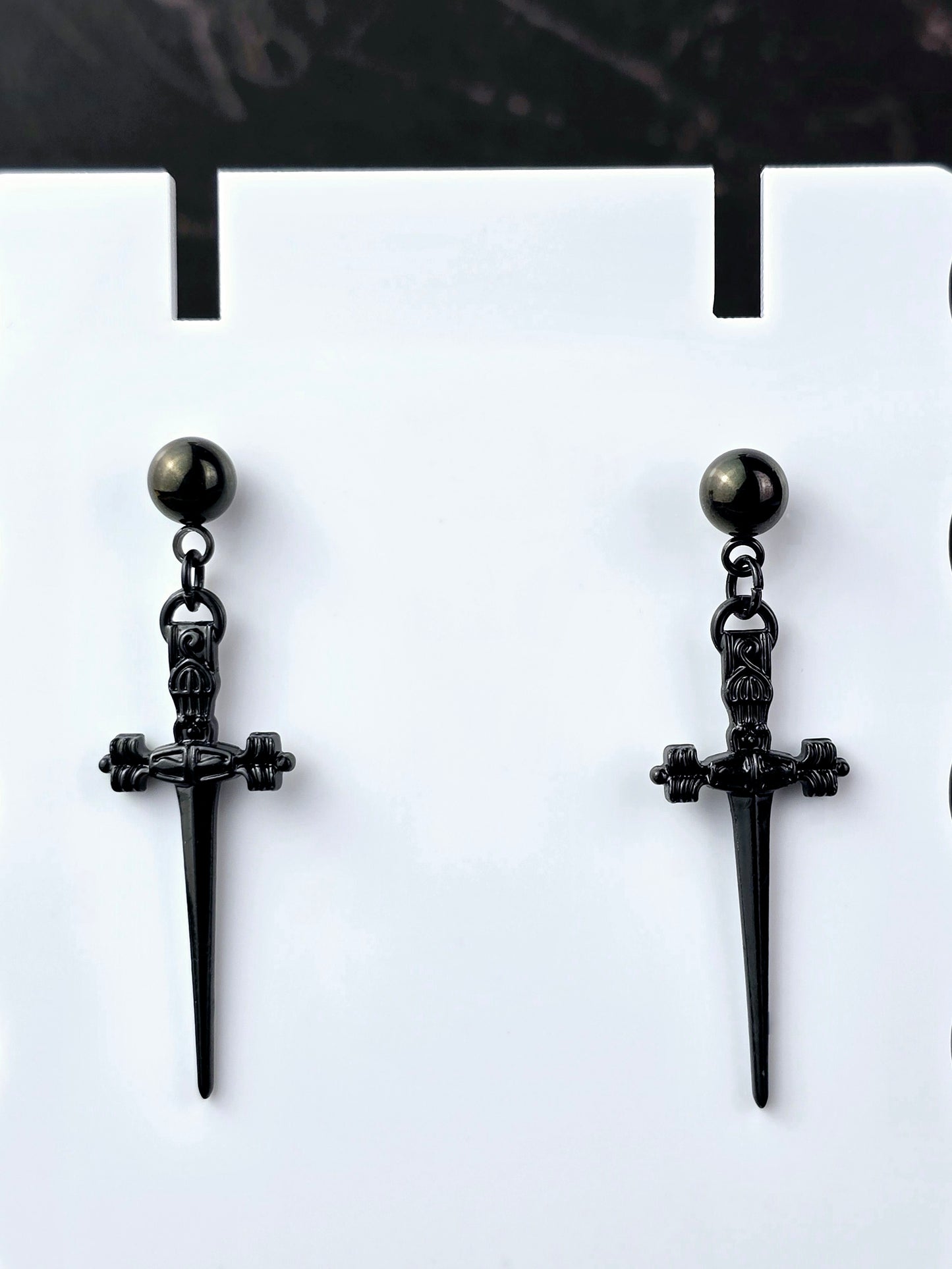Dagger Dangle Ball Post Earrings
