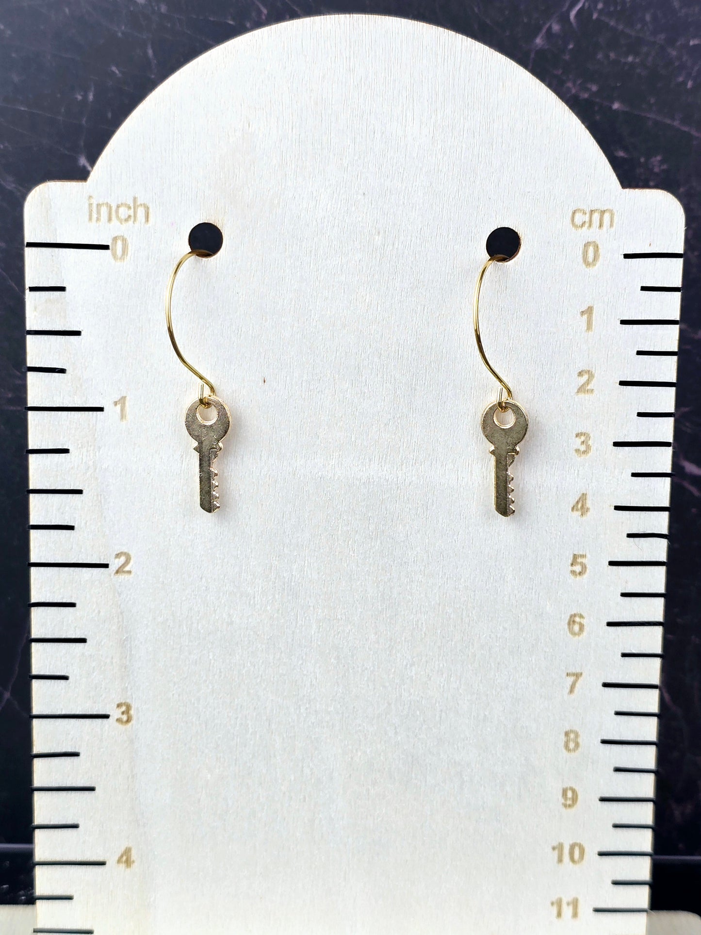 Gold Dangle Key Hoop Earrings