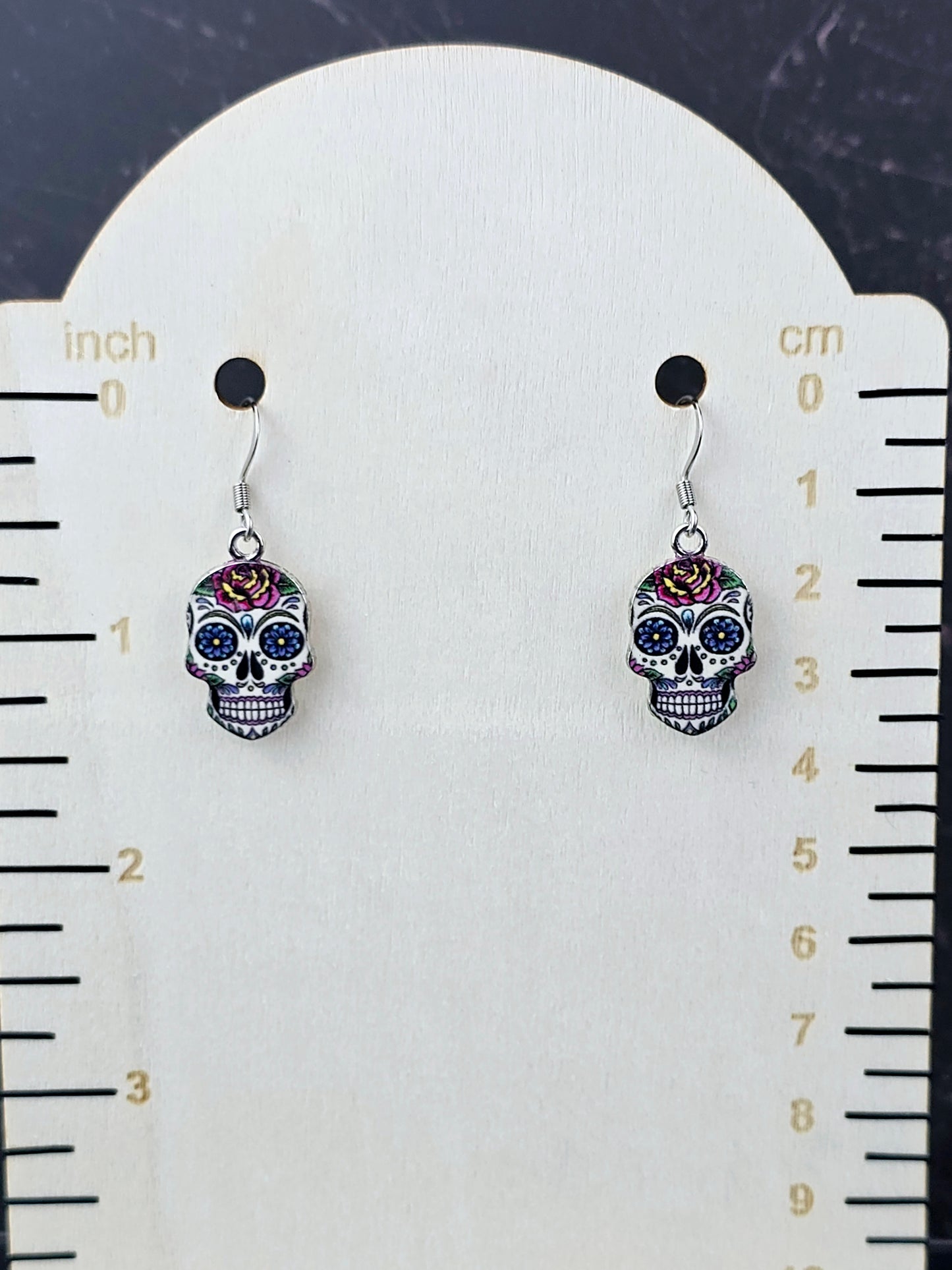 SugarSkull Dangle Fishhook Earrings