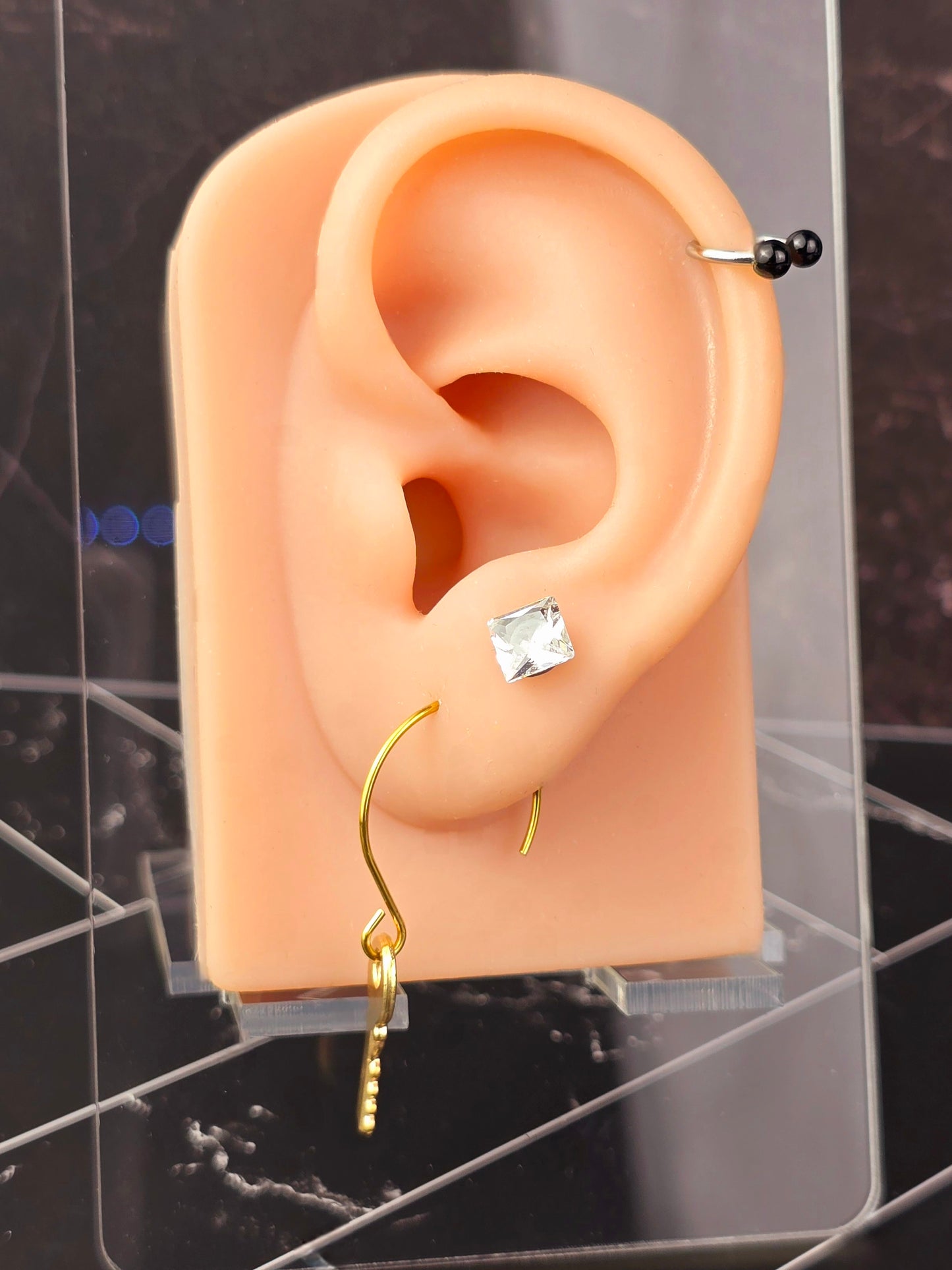 Gold Dangle Key Hoop Earrings