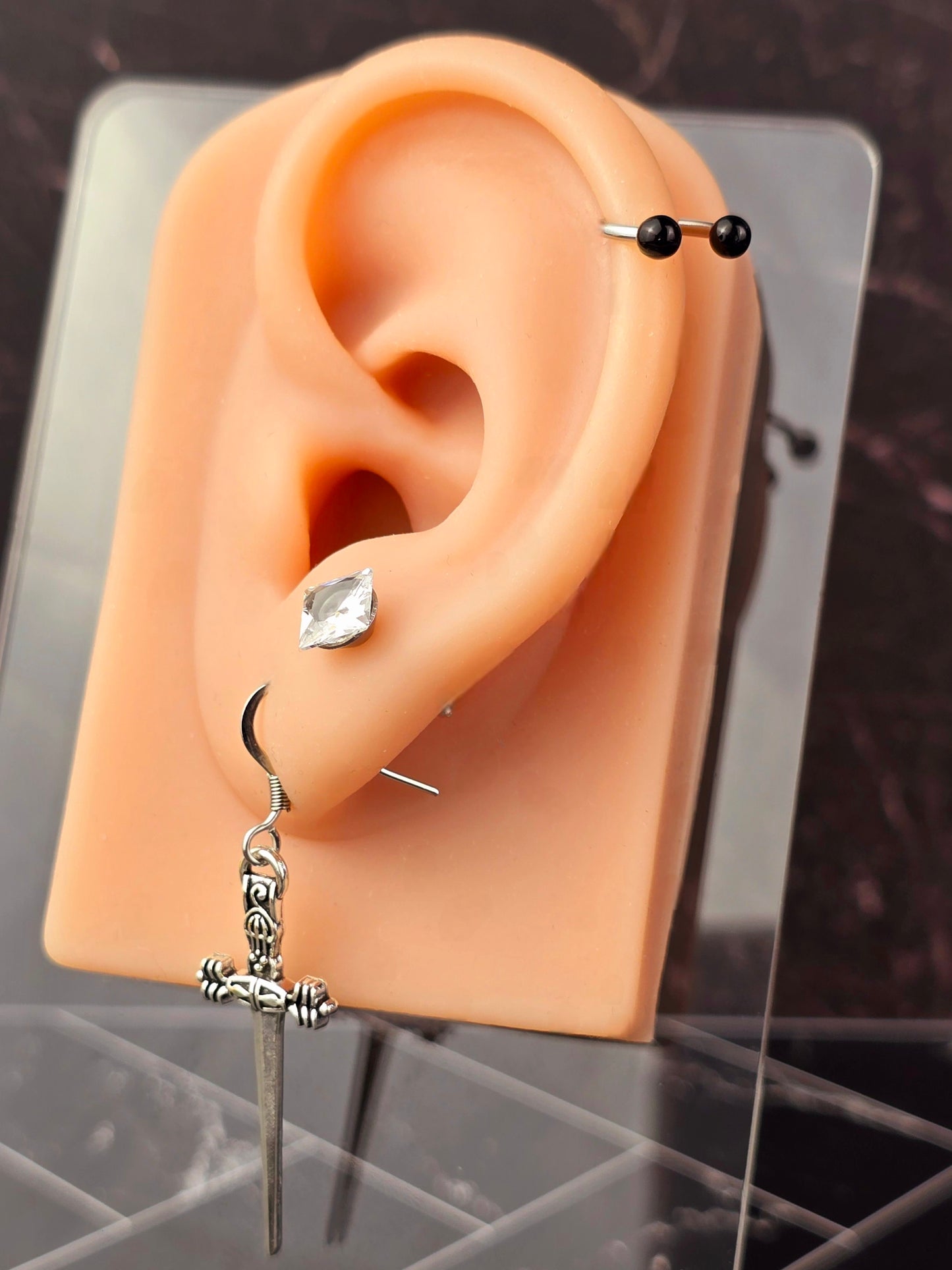 Silver Fishhook Dangly Daggers