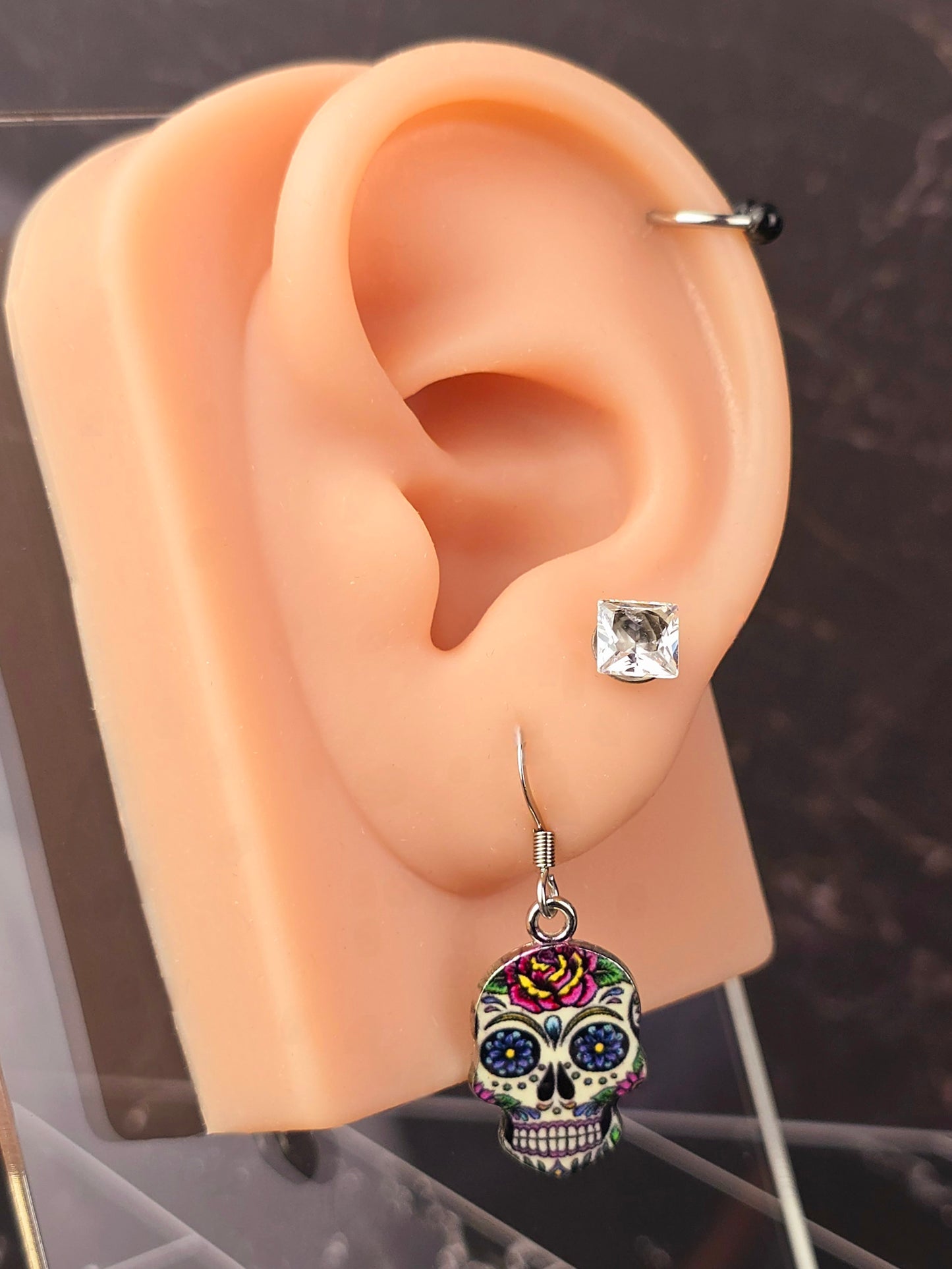 SugarSkull Dangle Fishhook Earrings