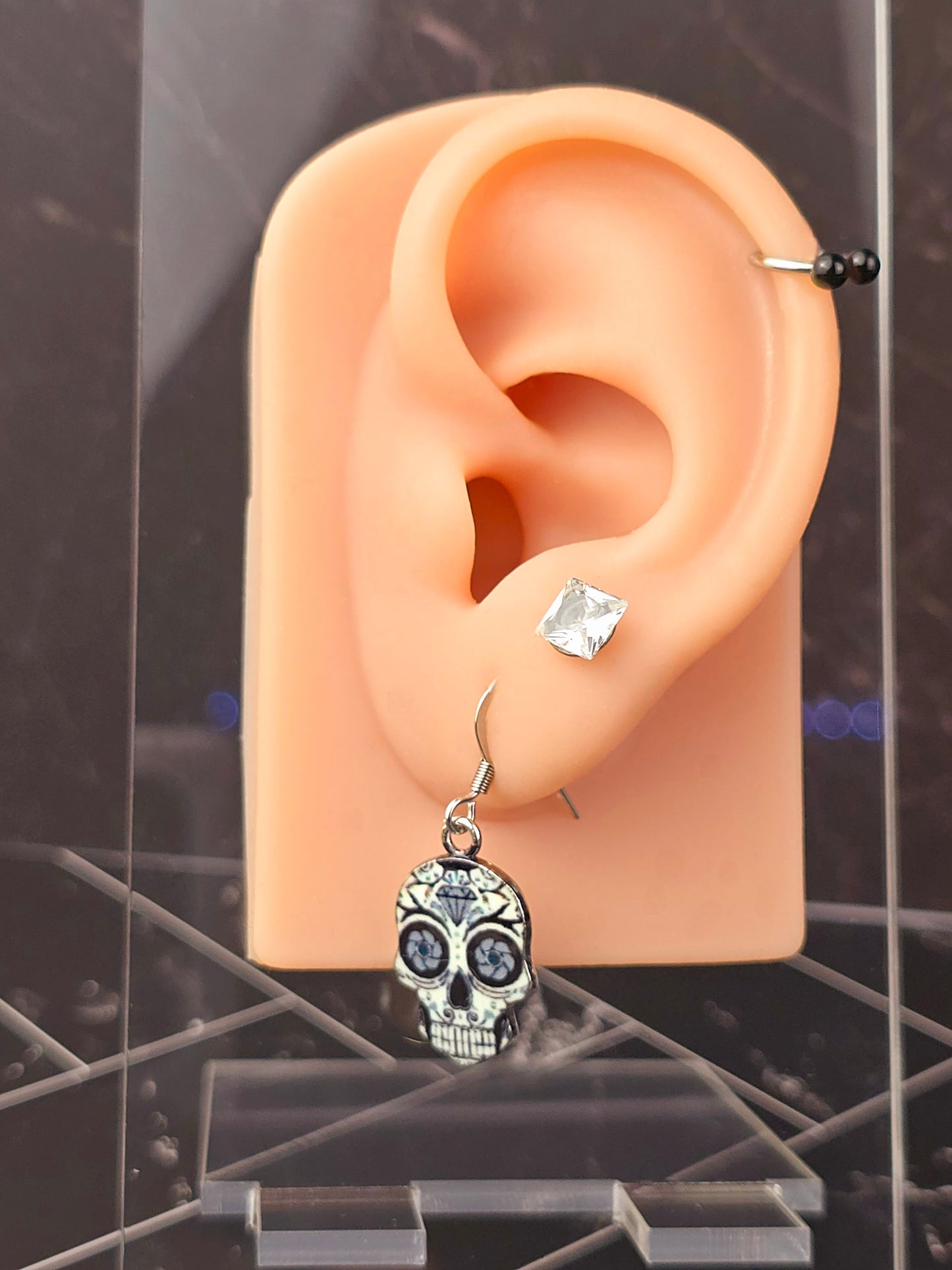 SugarSkull Dangle Fishhook Earrings