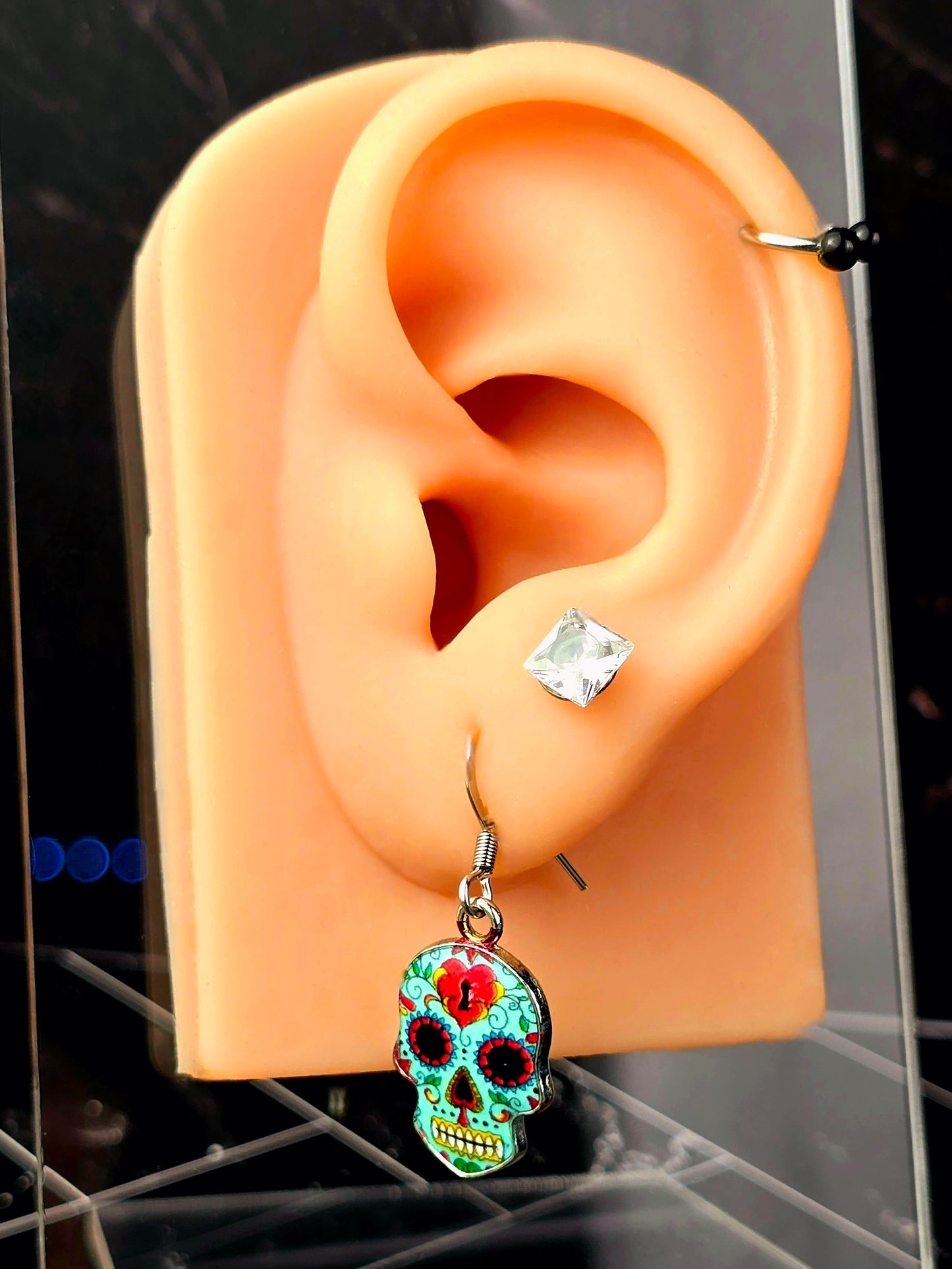 SugarSkull Dangle Fishhook Earrings