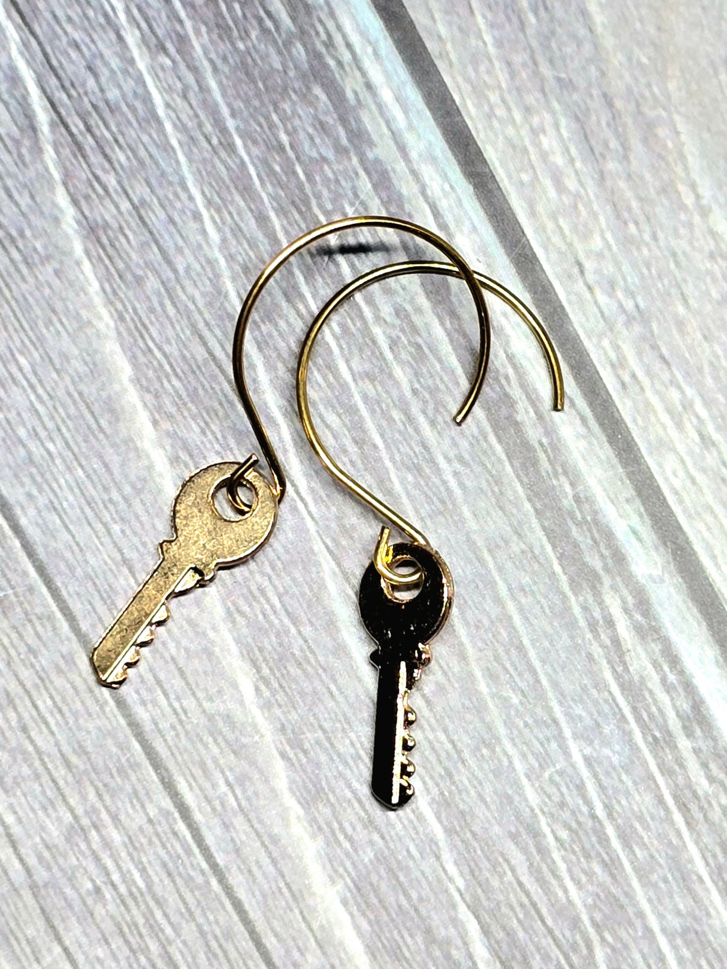 Gold Dangle Key Hoop Earrings