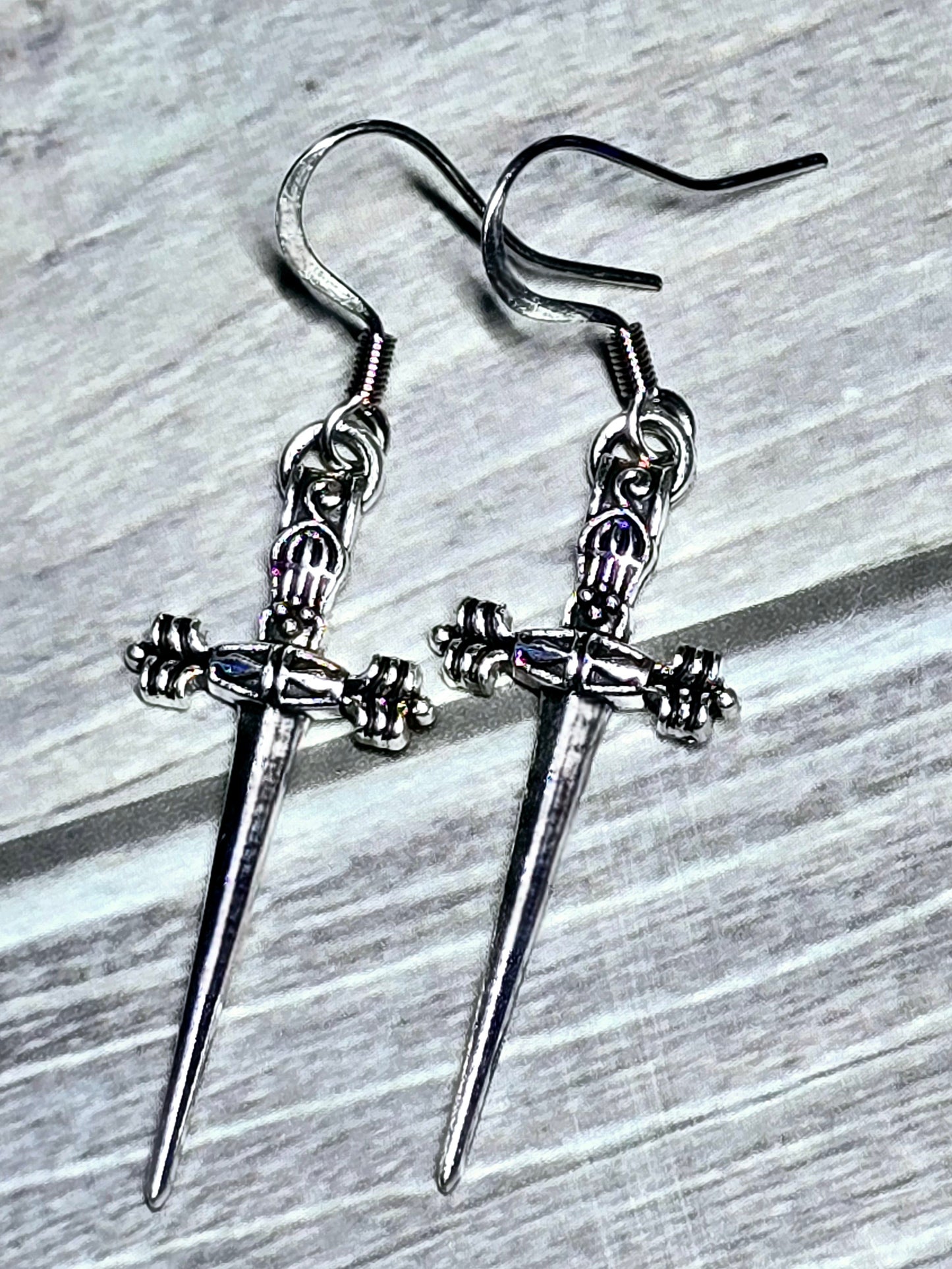 Silver Fishhook Dangly Daggers